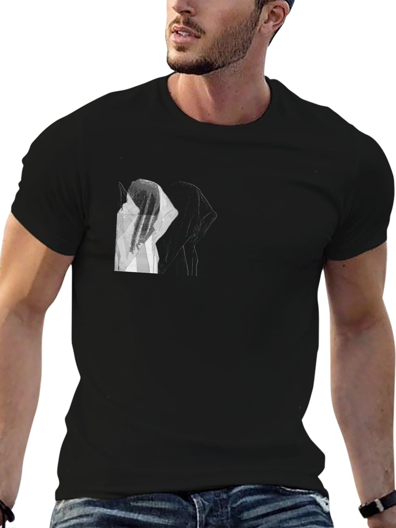 Graphic Tee: Black T-Shirt with Anime Design