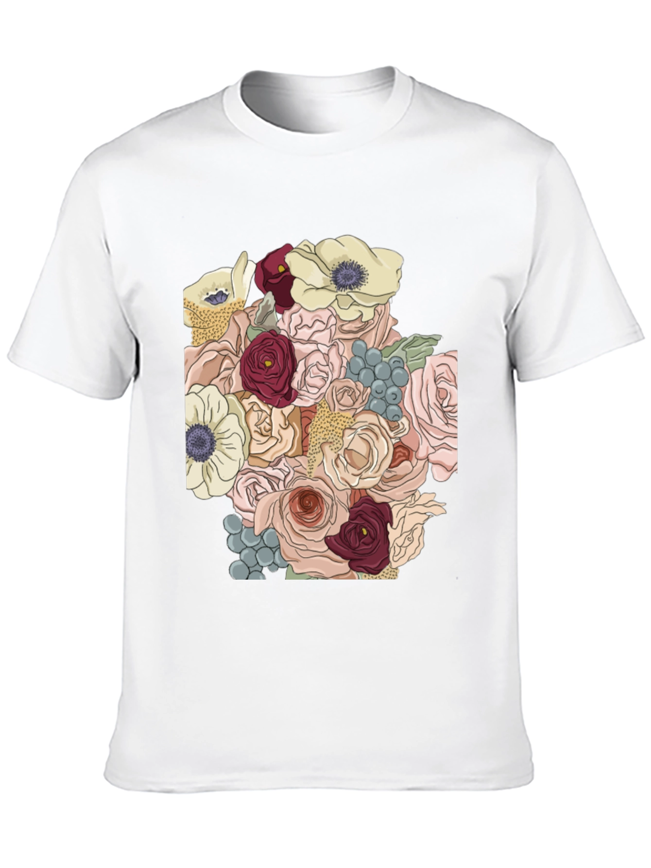 Floral Bouquet Graphic T-Shirt - Stylish Black Tee
