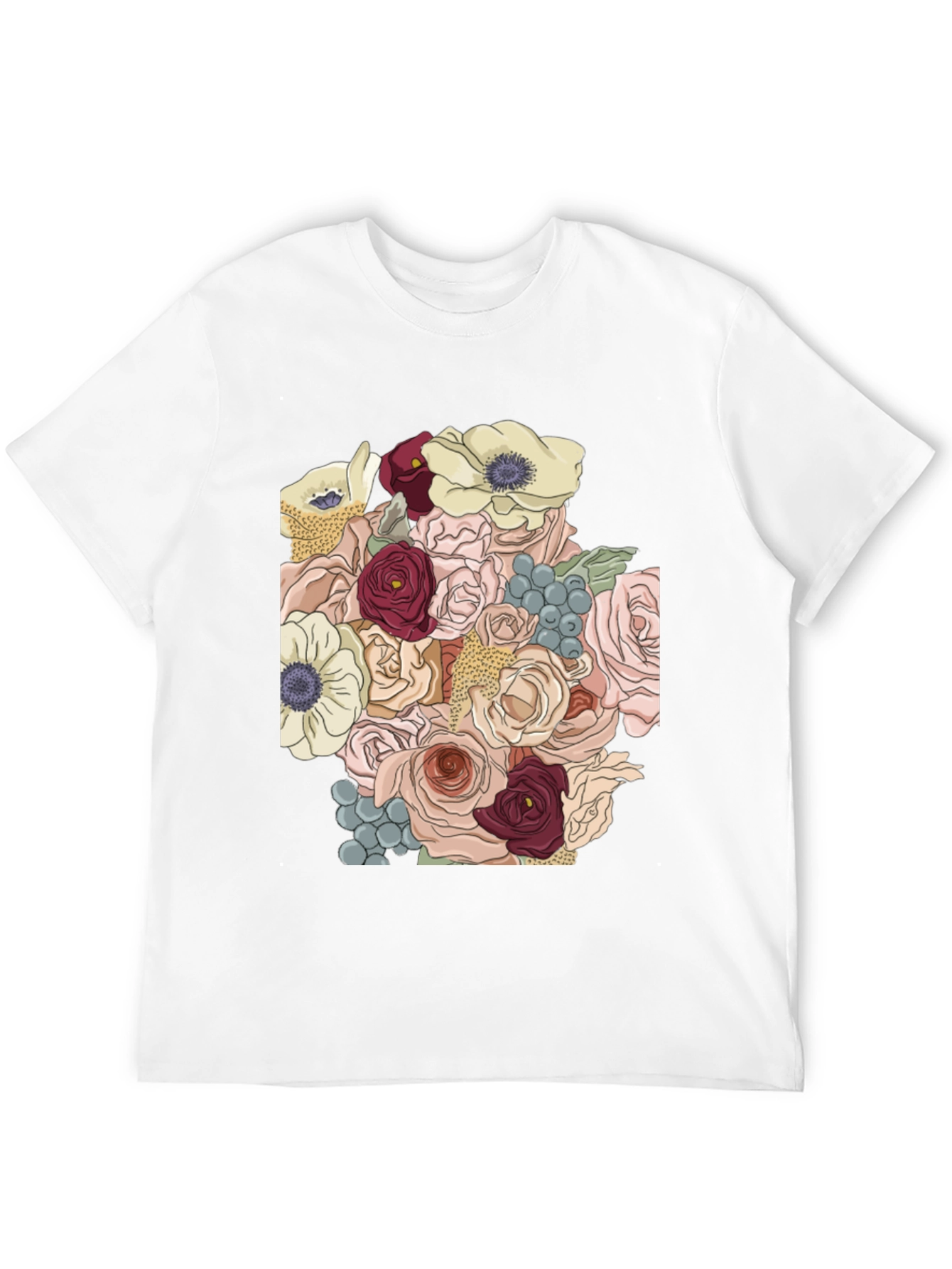 Floral Bouquet Graphic T-Shirt - Stylish Black Tee