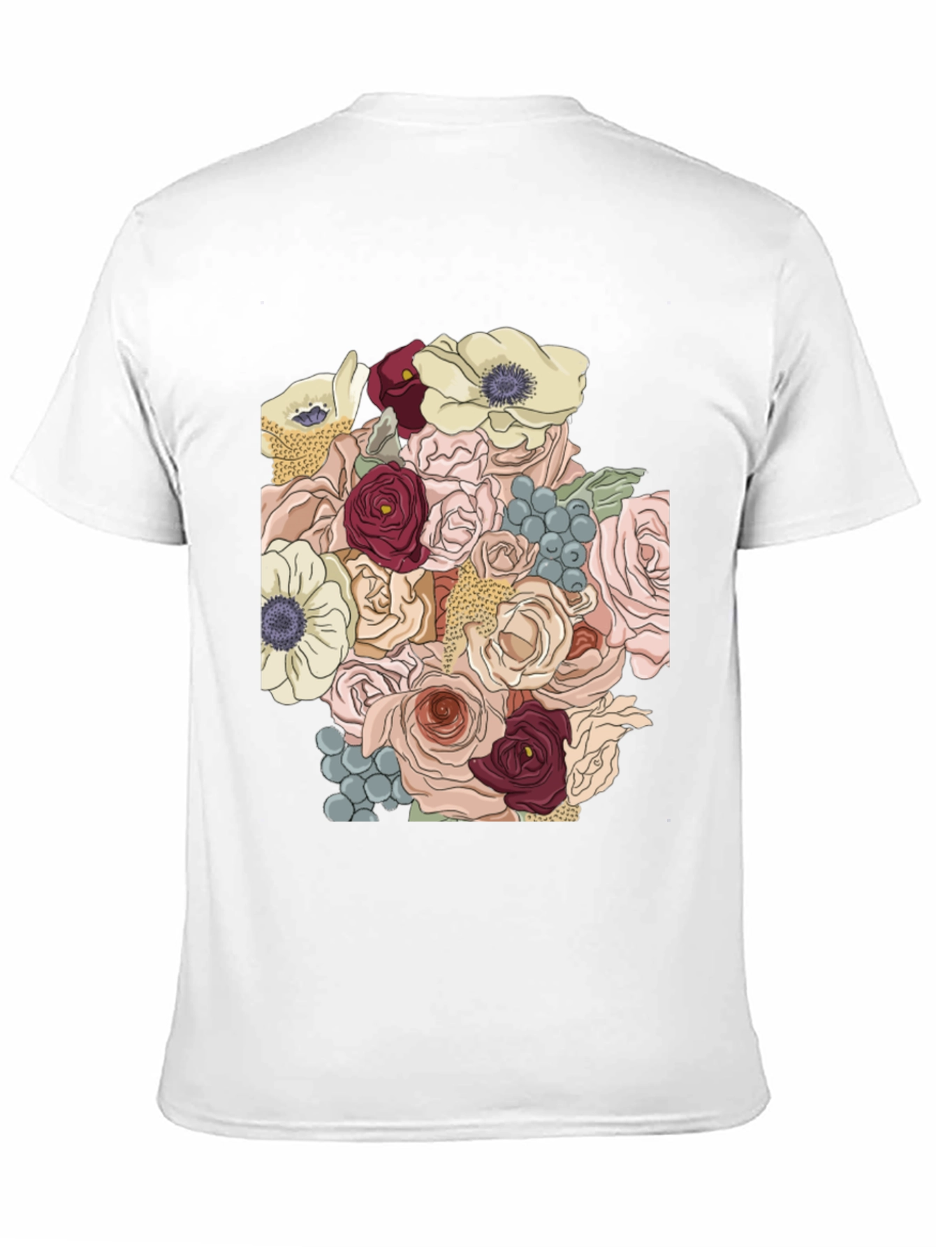 Floral Bouquet Graphic T-Shirt - Stylish Black Tee