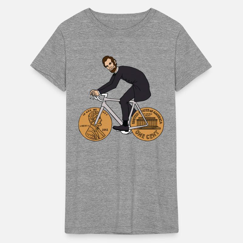 abe lincoln riding bike with penny wheels