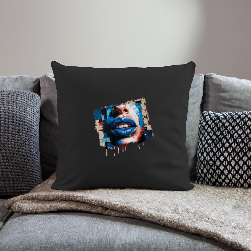 Abstract lips painted with a colorful brush