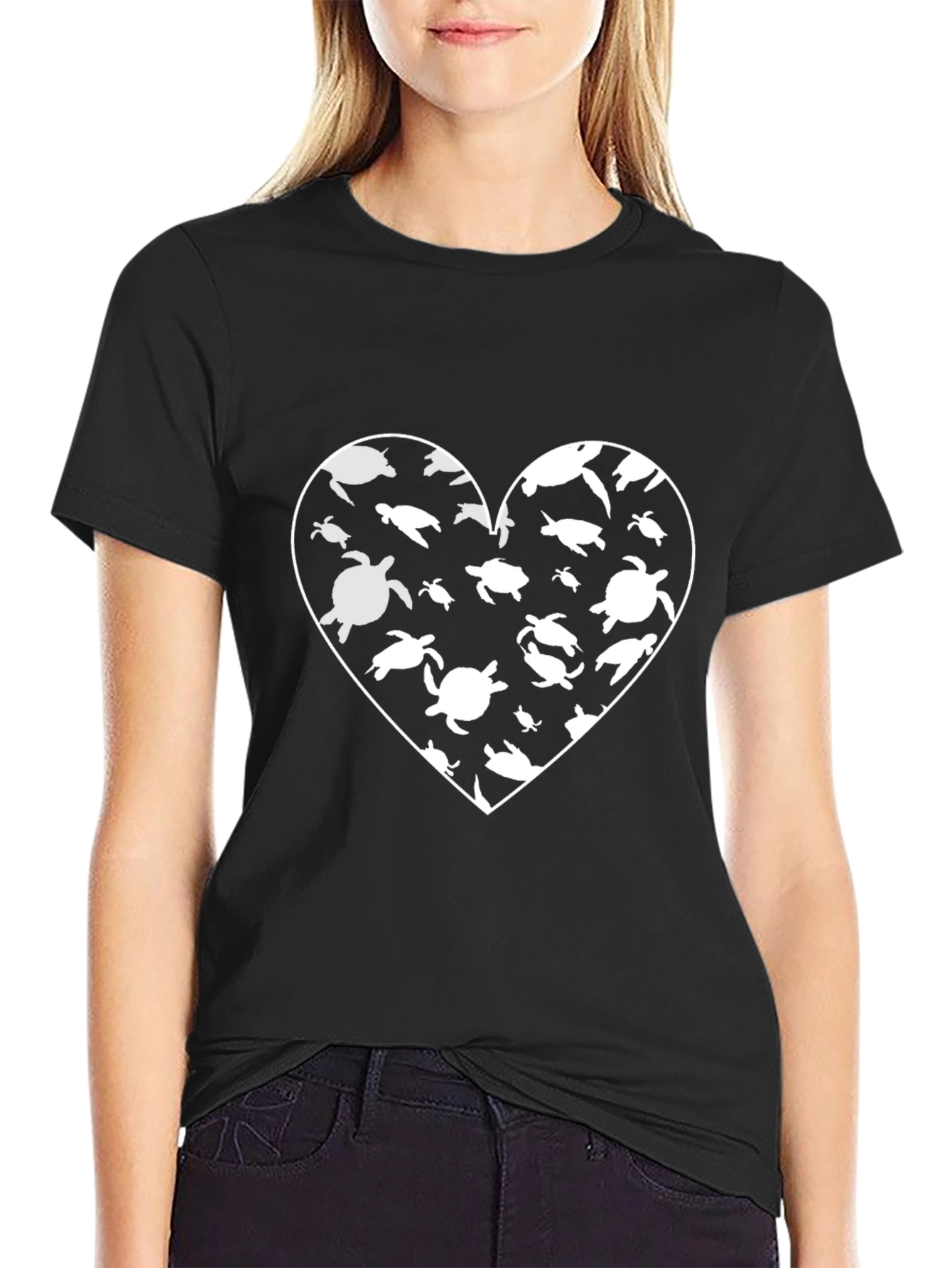 Sea Turtle Heart Graphic Tee - Soft Cotton Blend