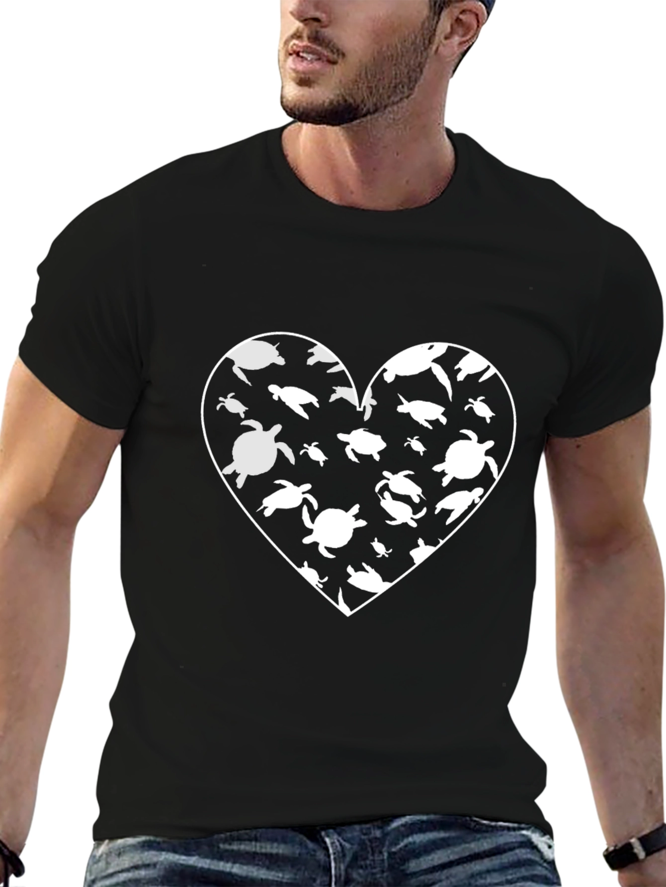 Sea Turtle Heart Graphic Tee - Soft Cotton Blend