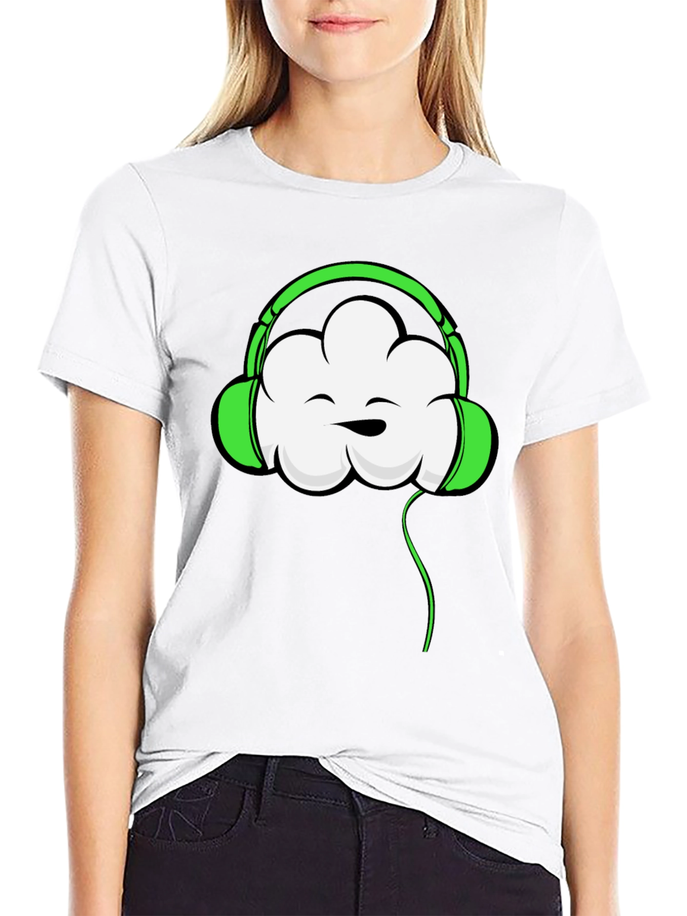 Cool Cloud Headphones Graphic T-Shirt - Black