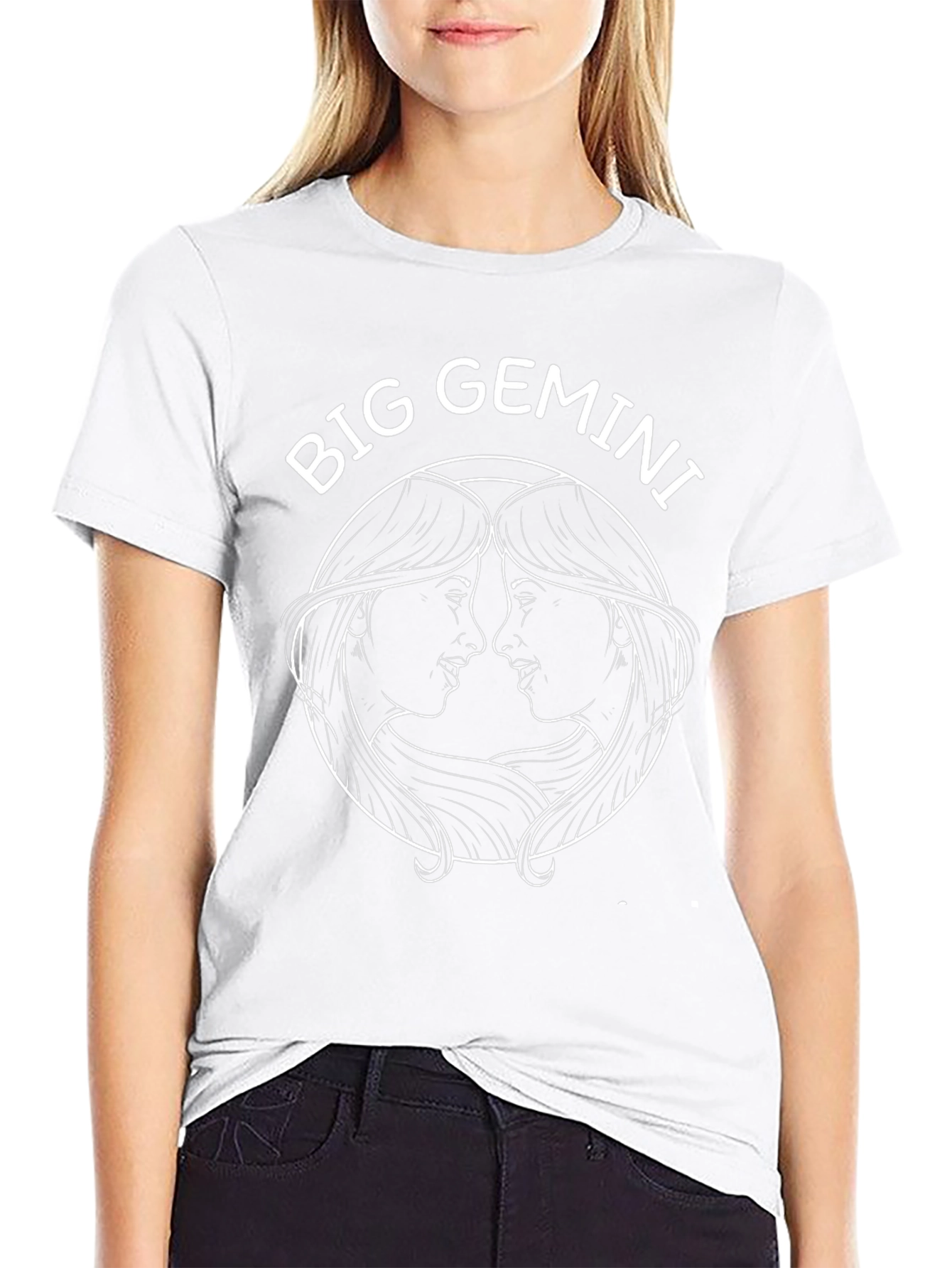 Big Gemini Zodiac Graphic T-Shirt - Black