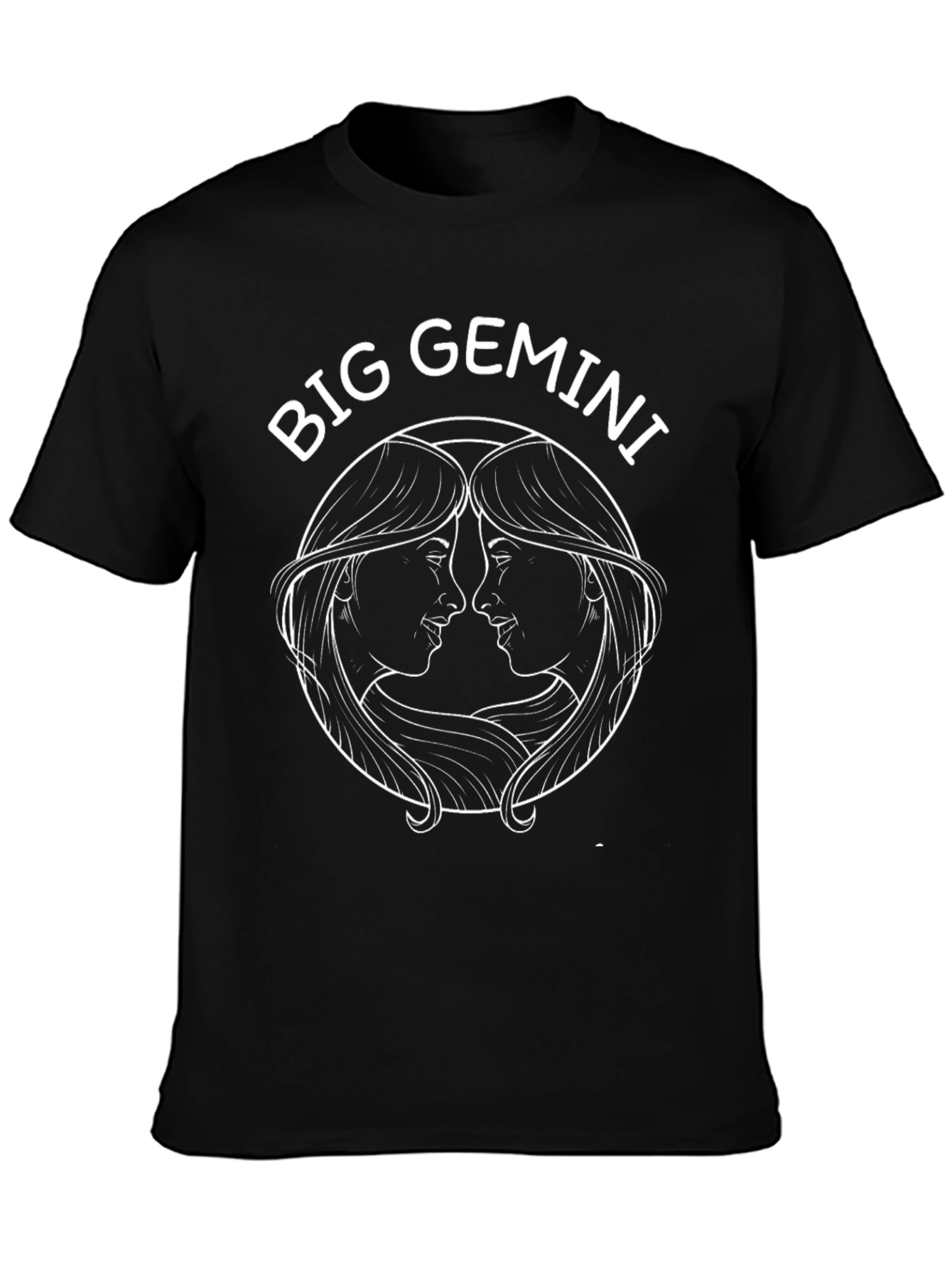 Big Gemini Zodiac Graphic T-Shirt - Black
