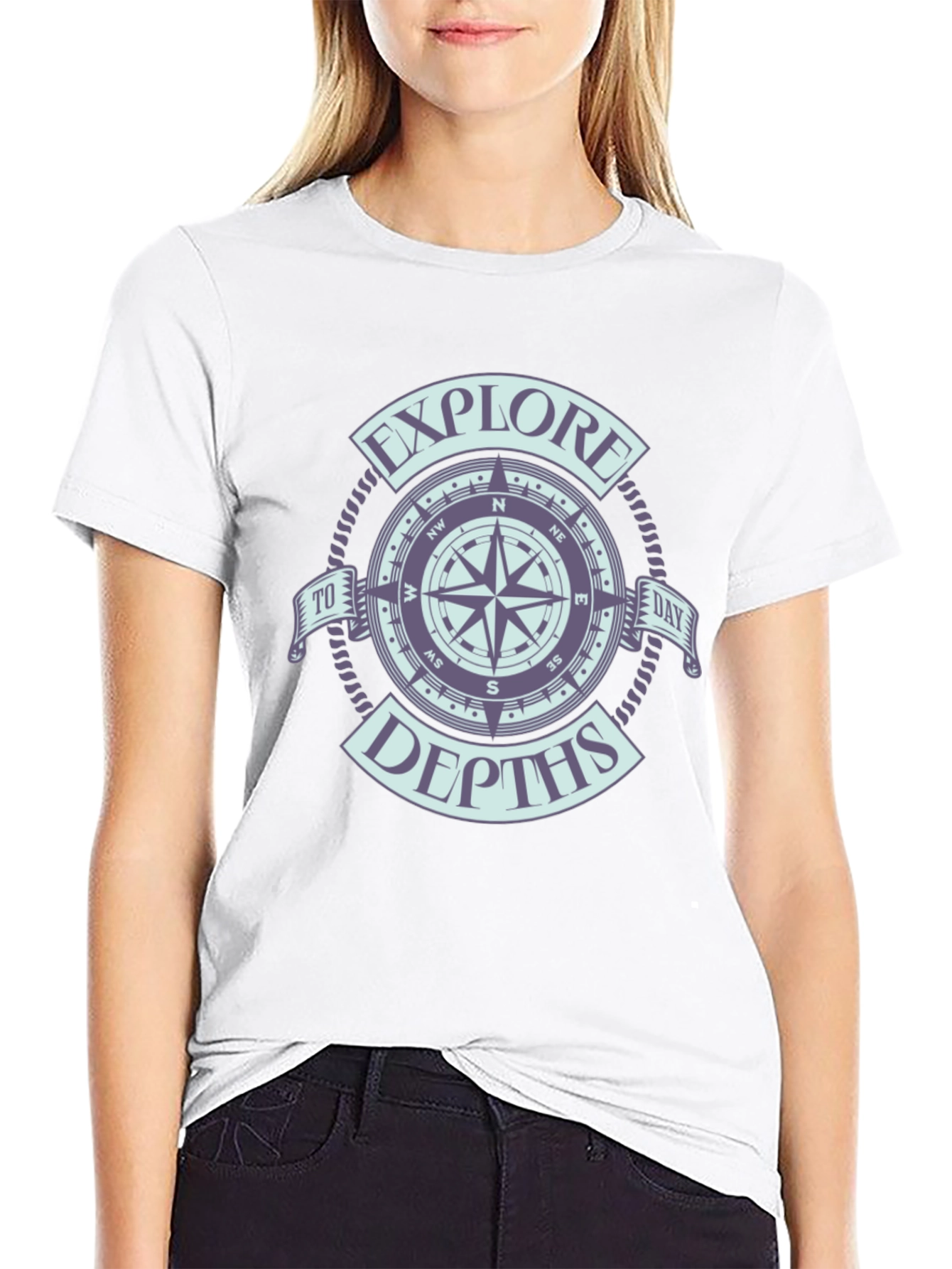 Explore Depths Compass Graphic Black T-Shirt