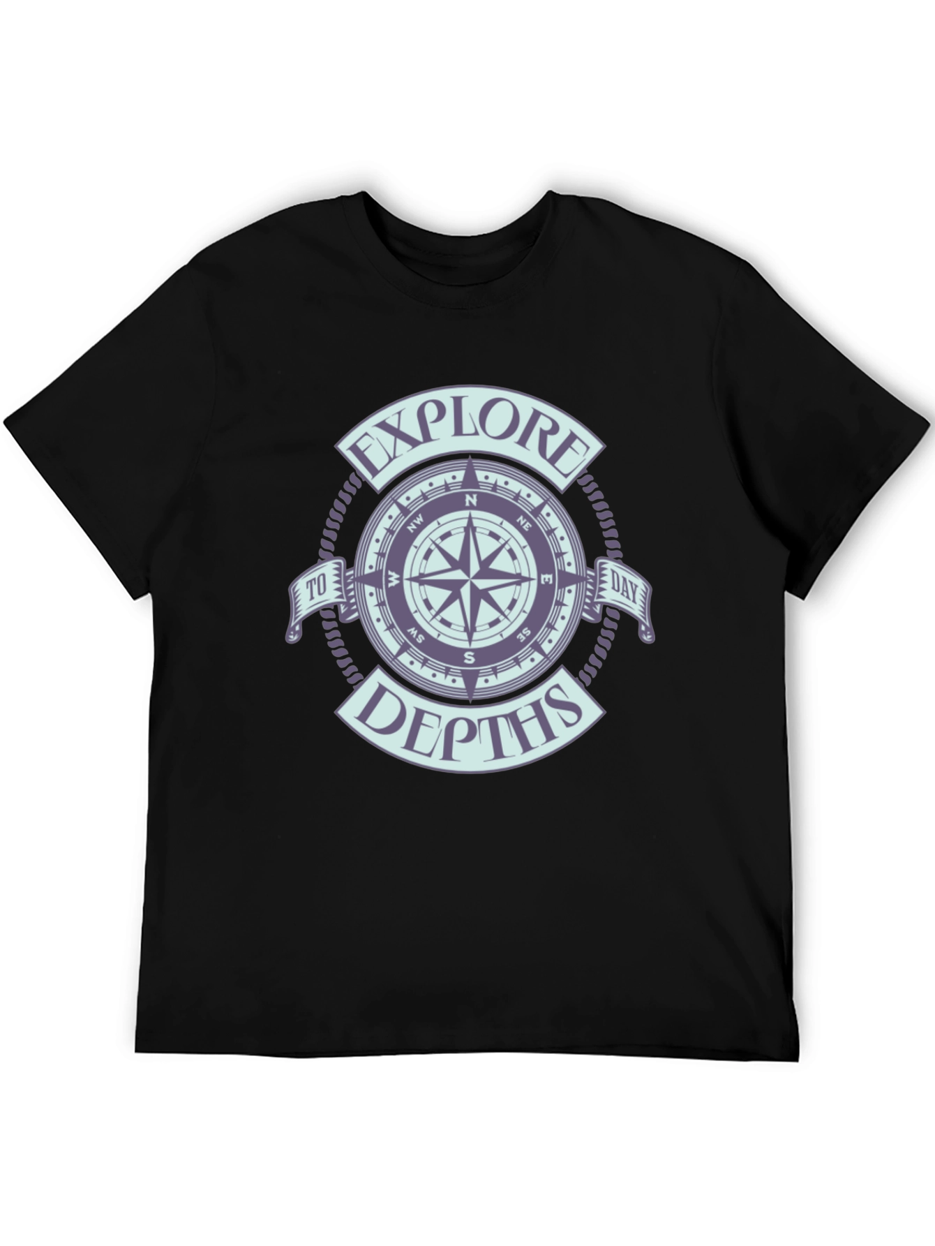 Explore Depths Compass Graphic Black T-Shirt