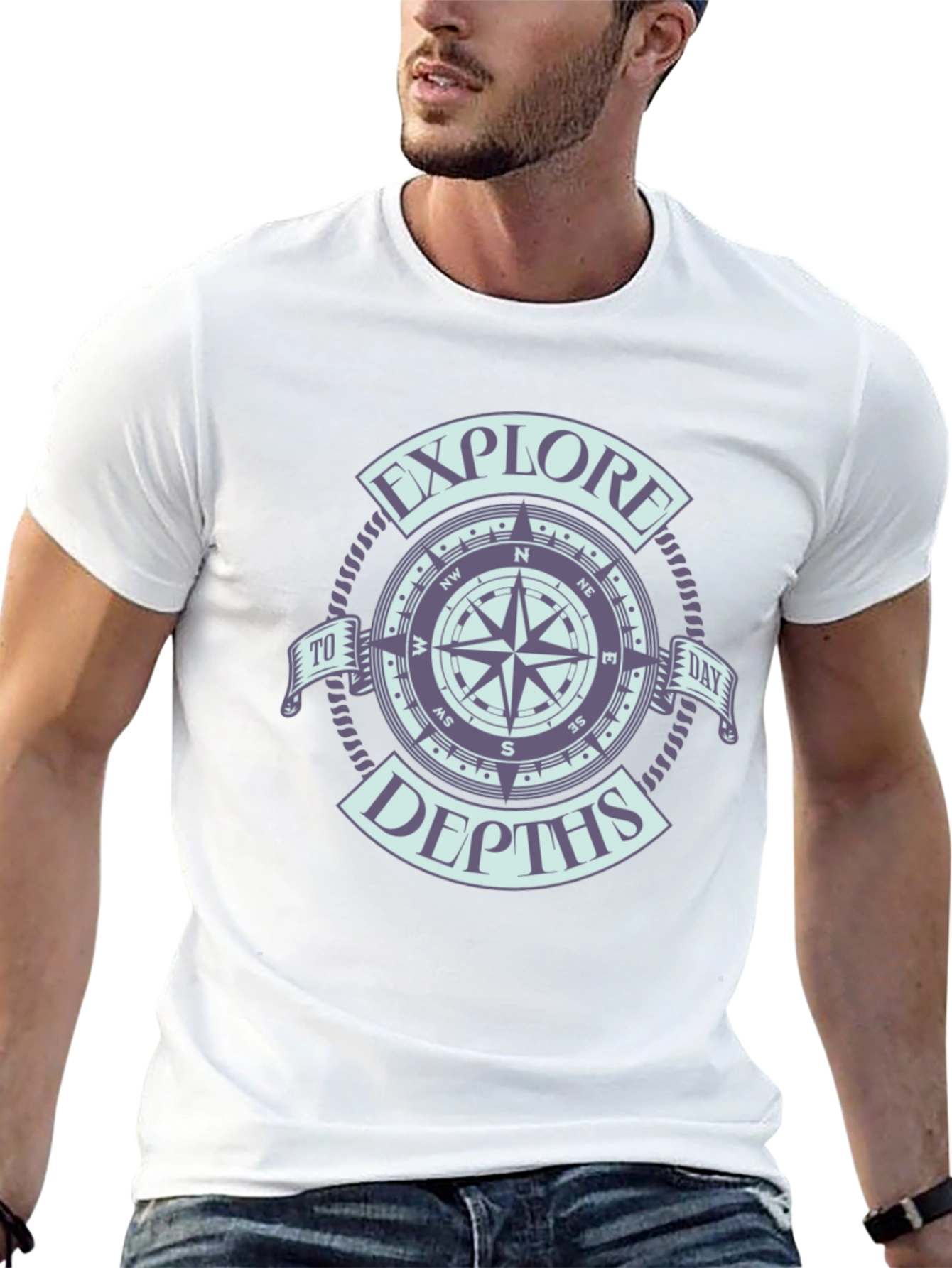 Explore Depths Compass Graphic Black T-Shirt