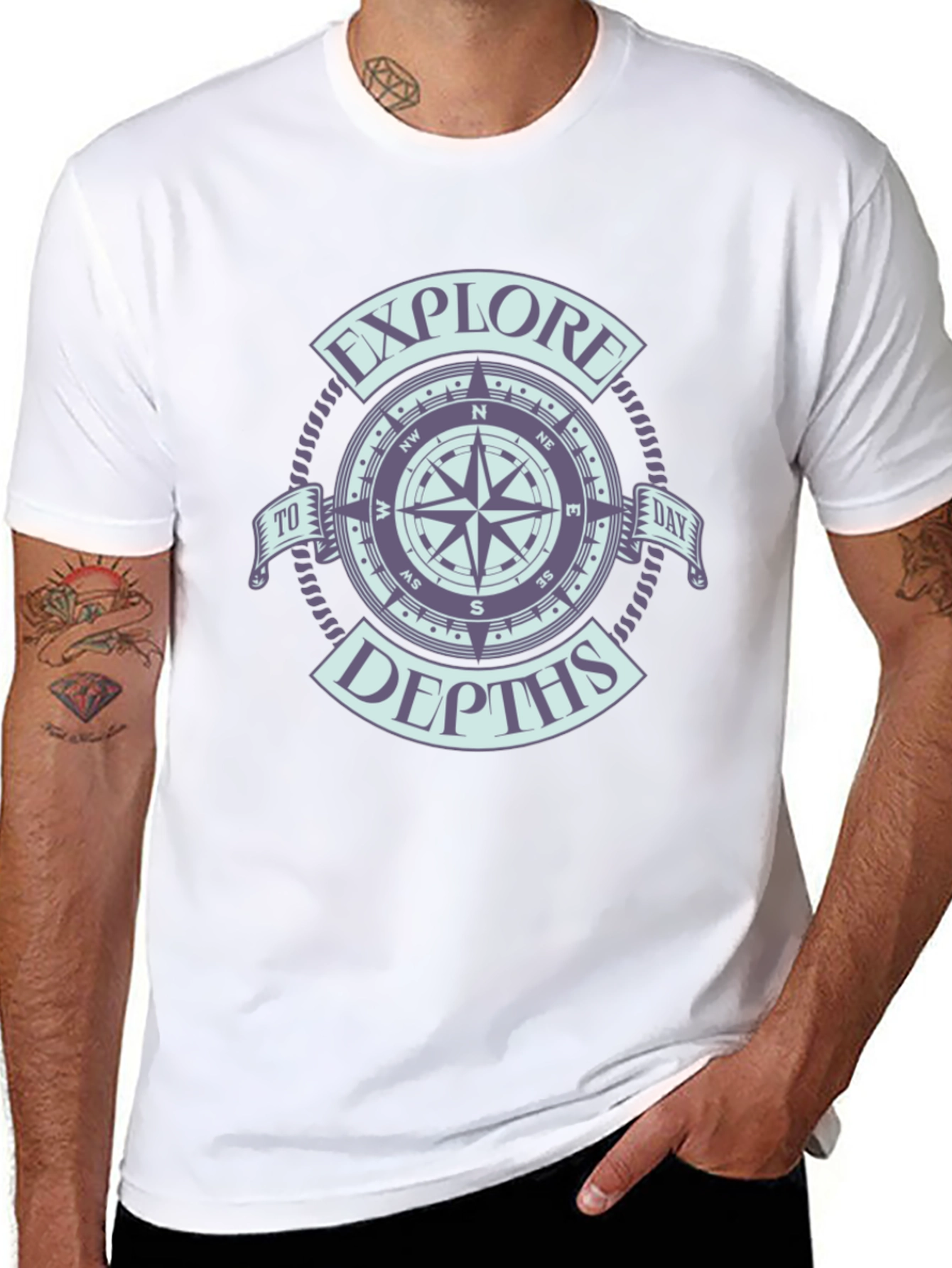 Explore Depths Compass Graphic Black T-Shirt
