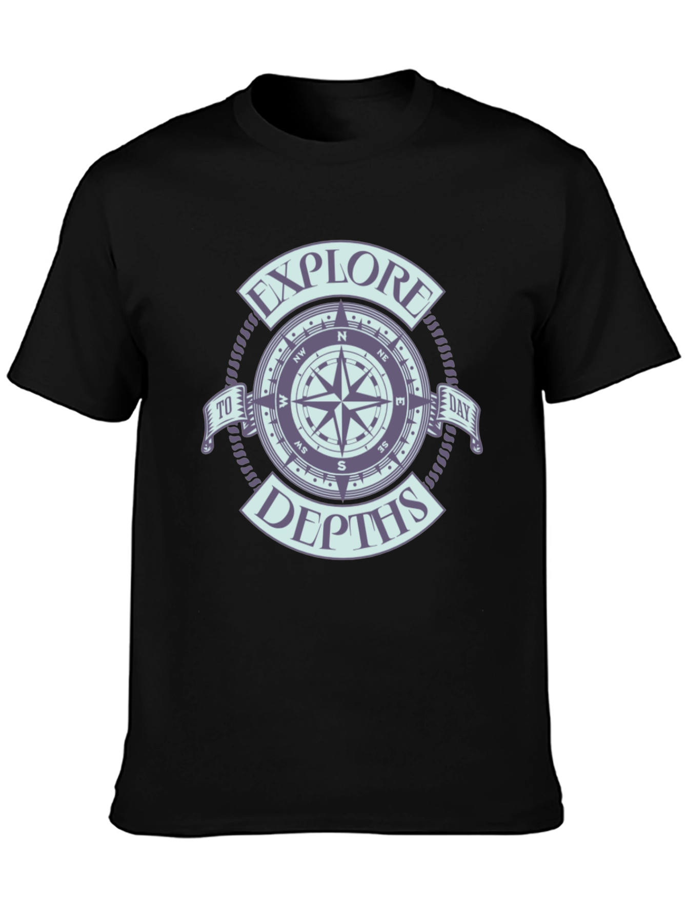 Explore Depths Compass Graphic Black T-Shirt