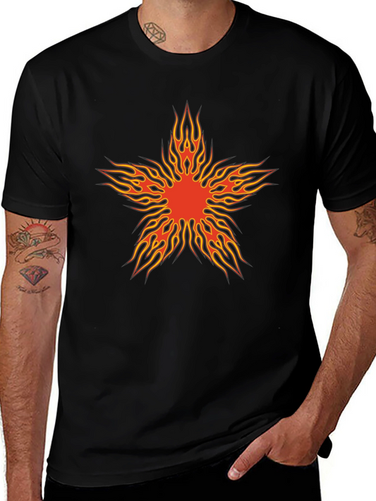 Fiery Star Graphic Black T-Shirt