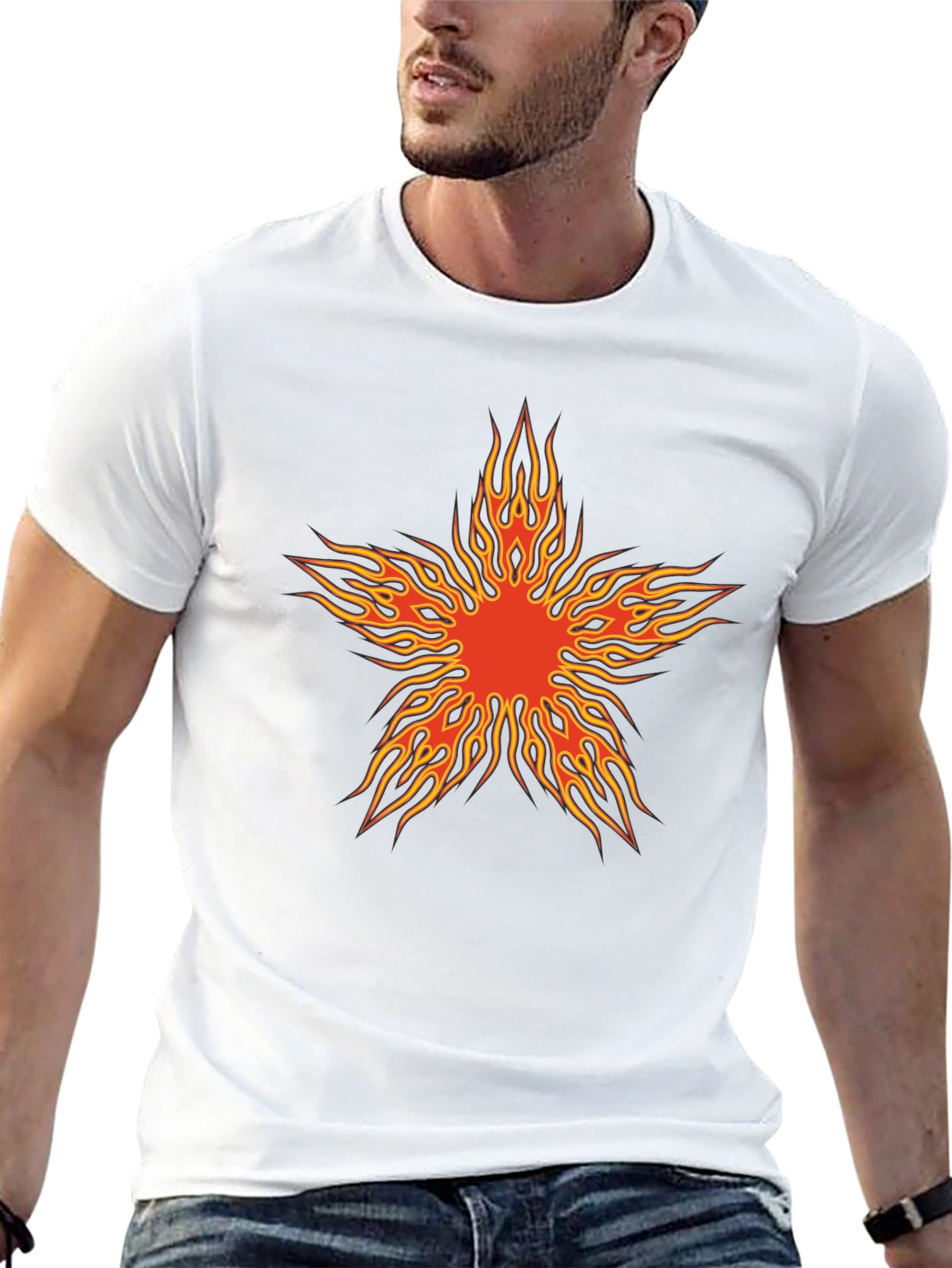 Fiery Star Graphic Black T-Shirt