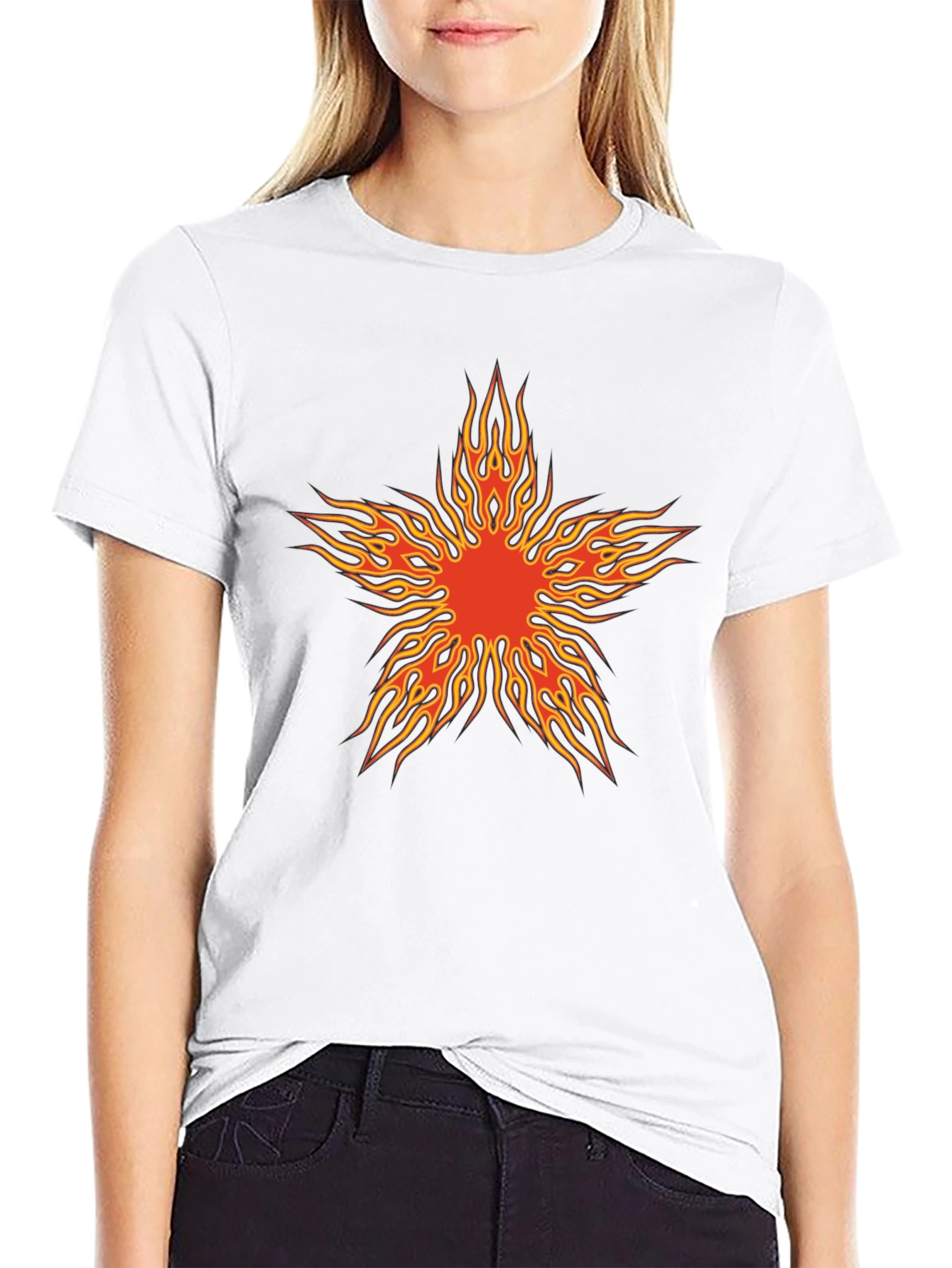 Fiery Star Graphic Black T-Shirt