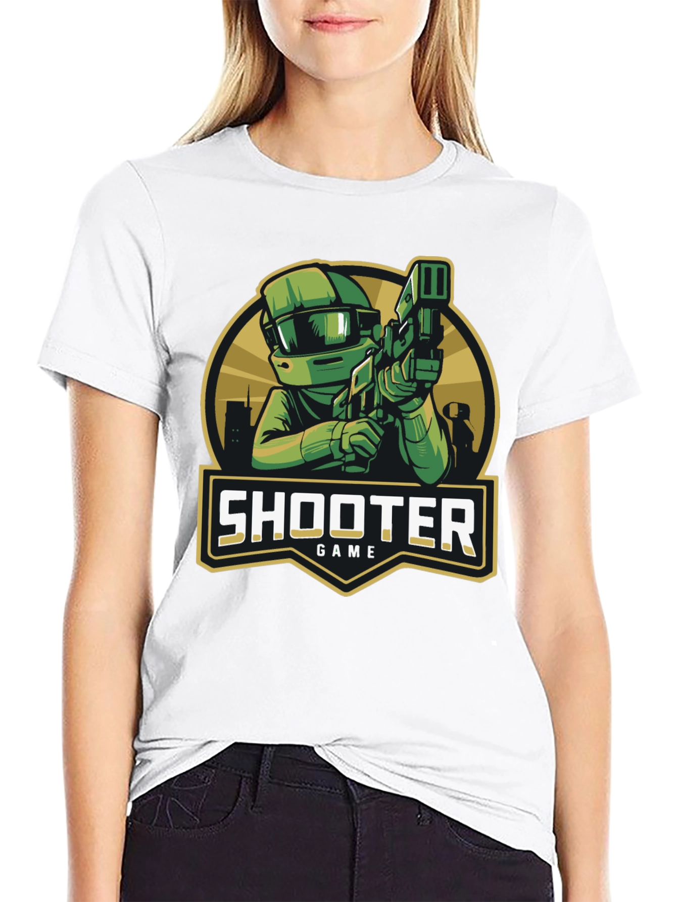 Shooter Game Graphic Black T-Shirt