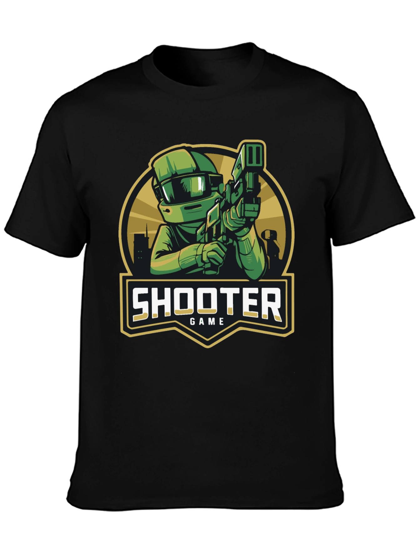 Shooter Game Graphic Black T-Shirt