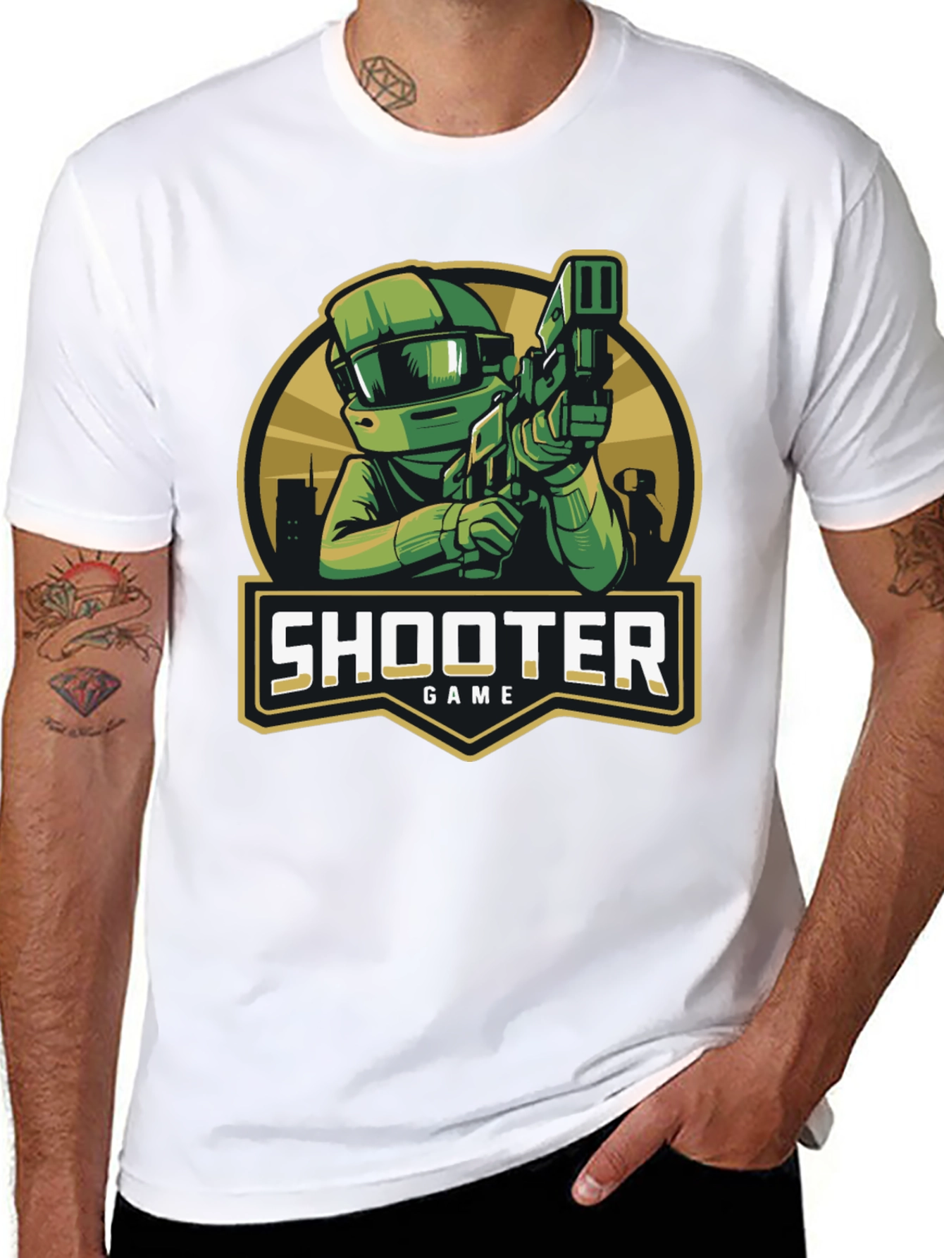Shooter Game Graphic Black T-Shirt