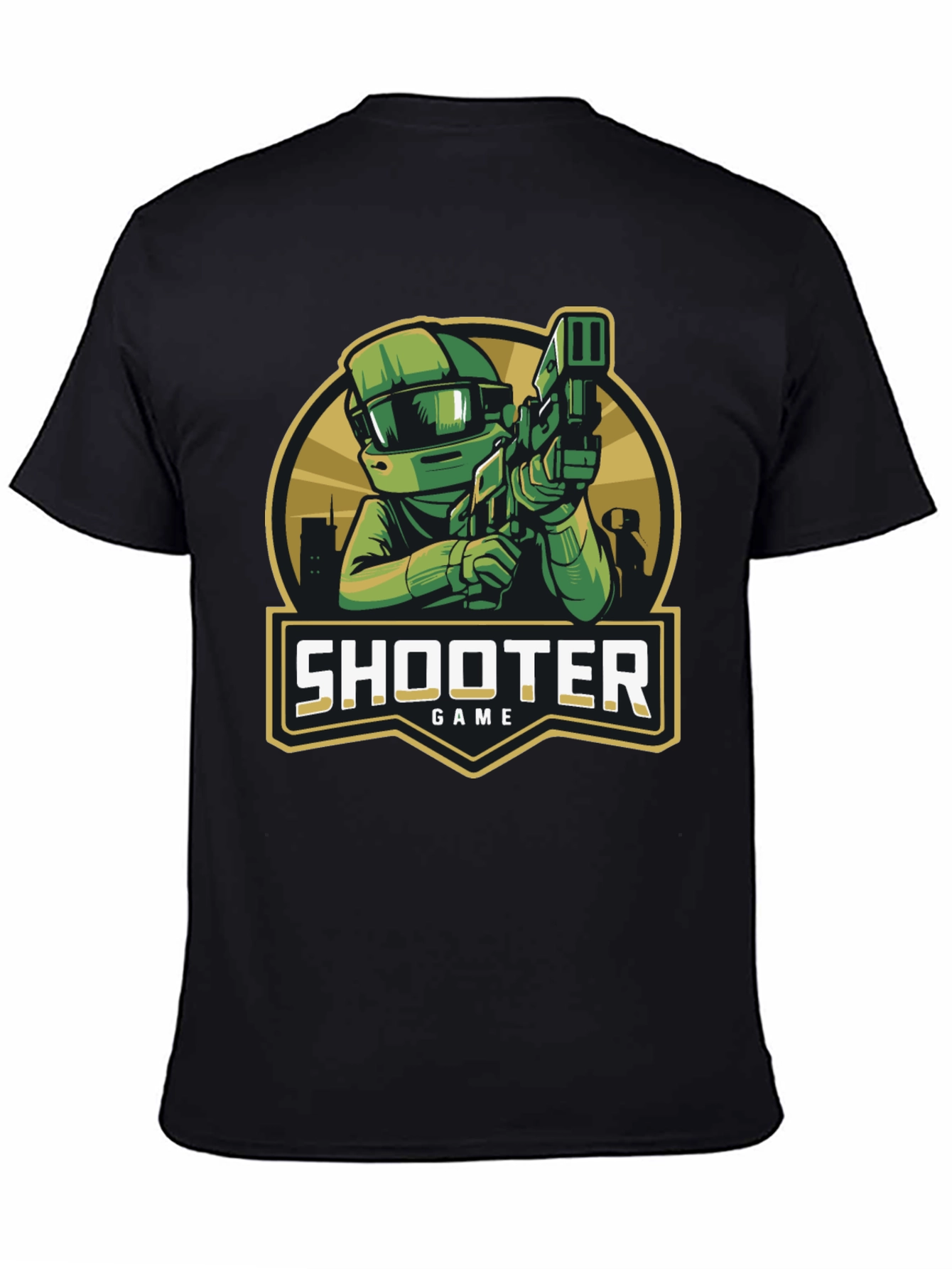 Shooter Game Graphic Black T-Shirt