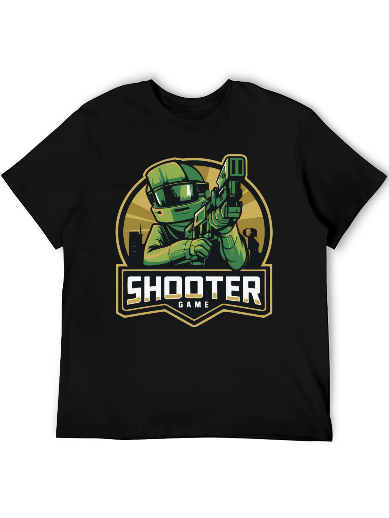 Shooter Game Graphic Black T-Shirt