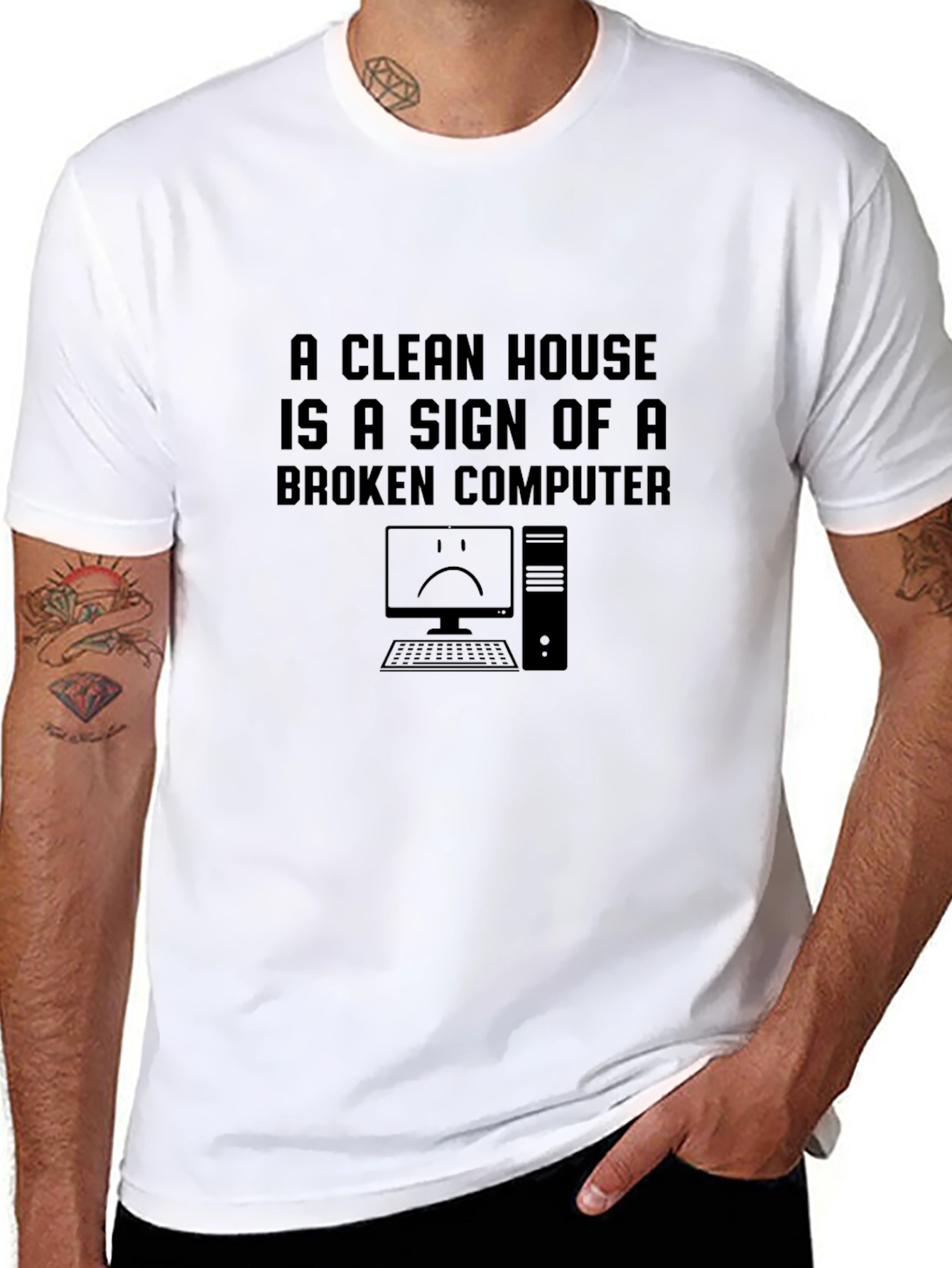 Funny Broken Computer Graphic T-Shirt