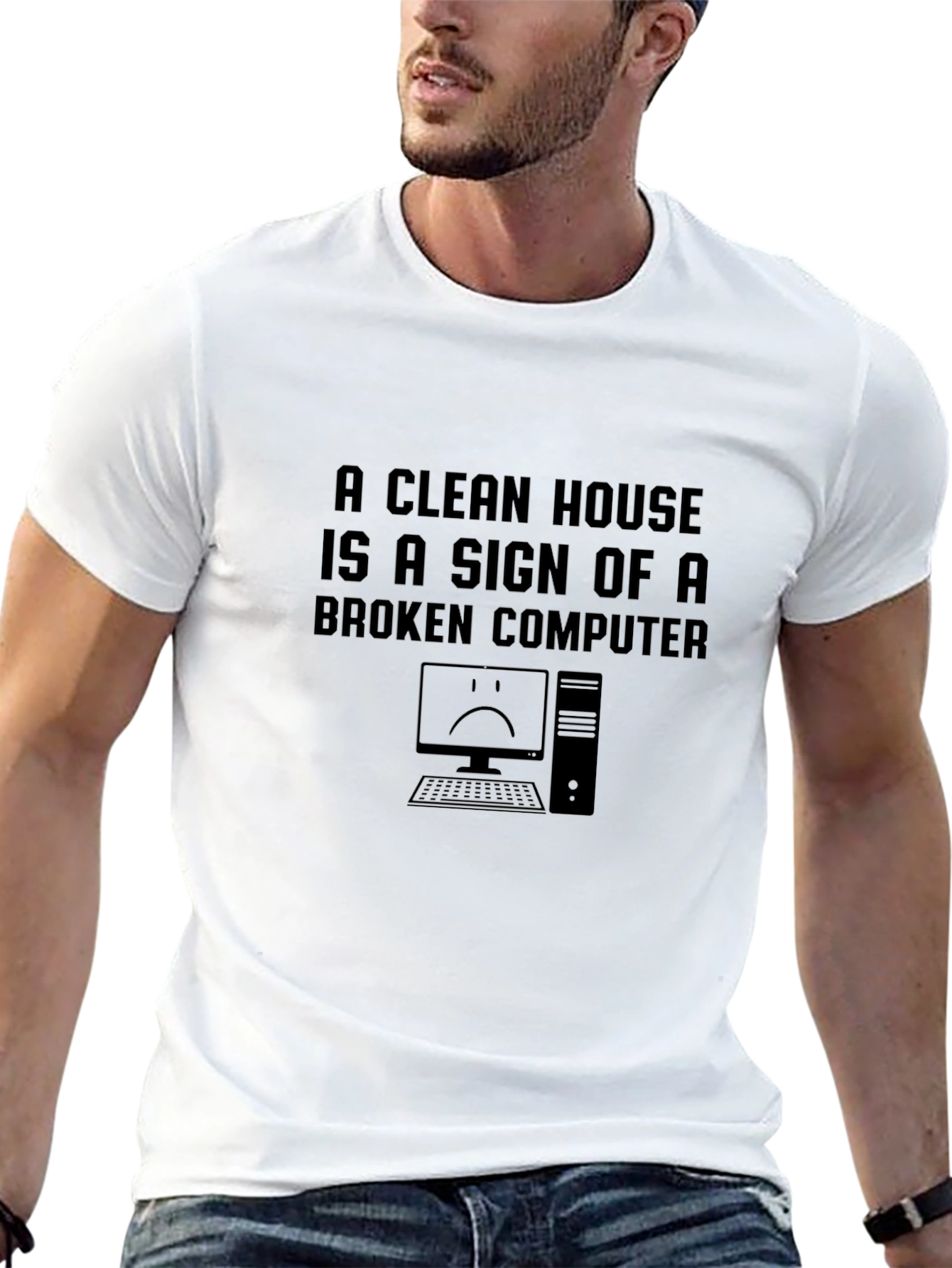 Funny Broken Computer Graphic T-Shirt