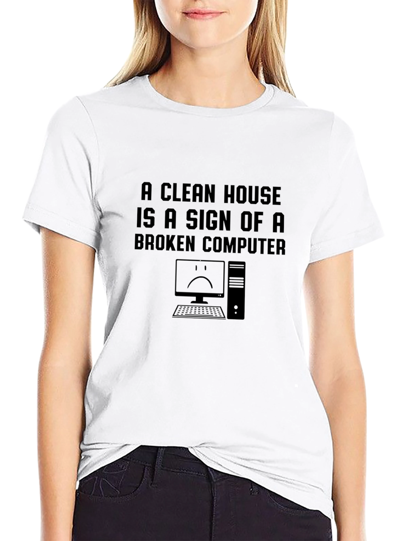 Funny Broken Computer Graphic T-Shirt