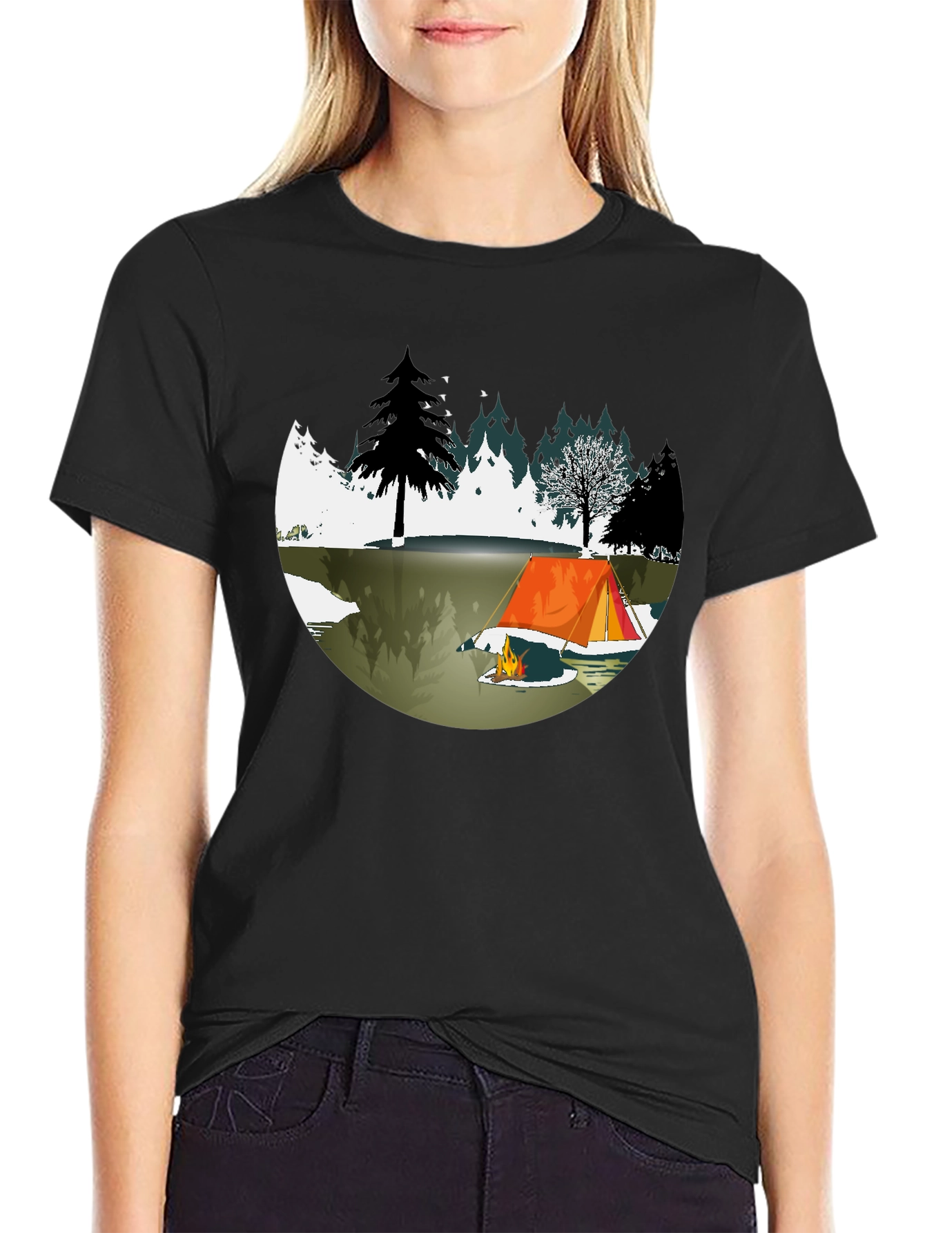 Camping Scene Graphic Tee - Nature Lovers T-shirt
