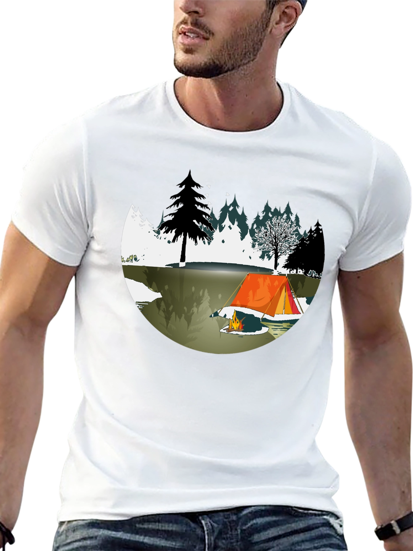 Camping Scene Graphic Tee - Nature Lovers T-shirt