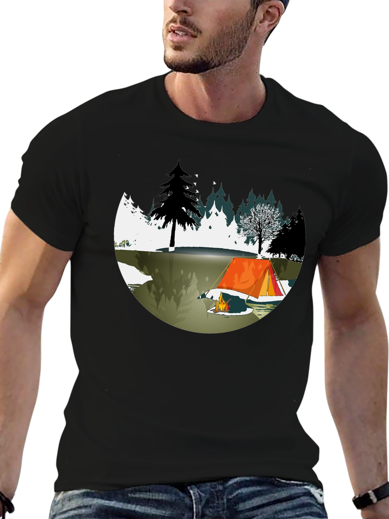 Camping Scene Graphic Tee - Nature Lovers T-shirt