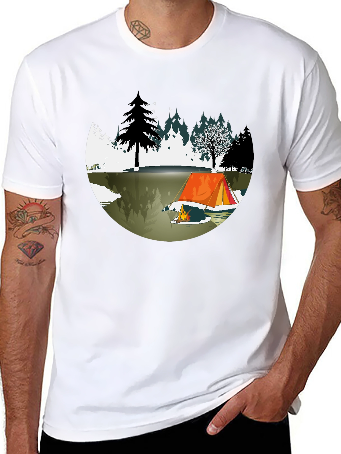Camping Scene Graphic Tee - Nature Lovers T-shirt