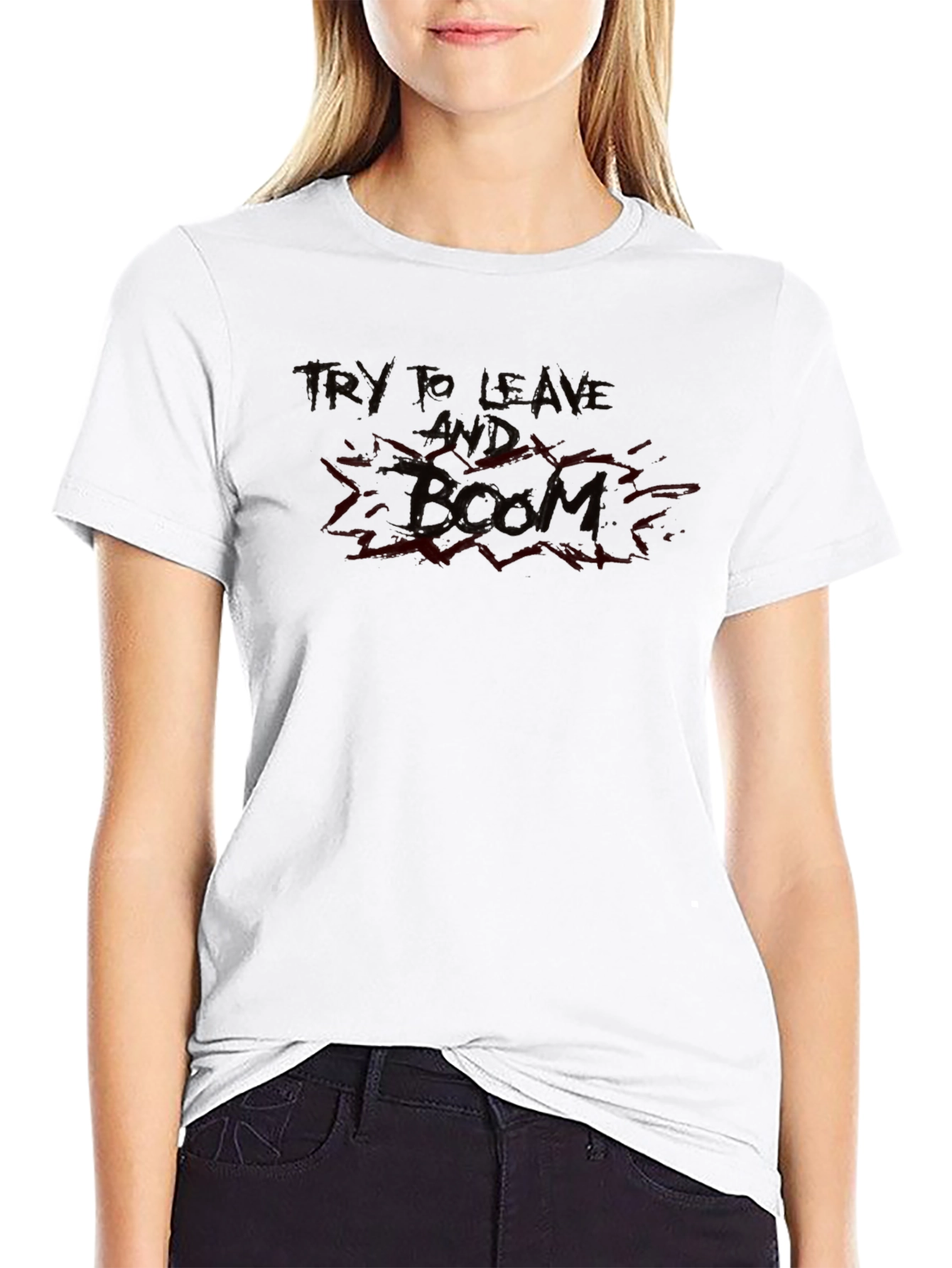 Try to Leave Boom Graphic Tee - Black