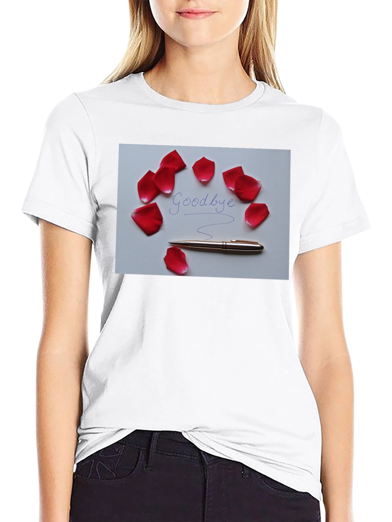 Goodbye Rose Petal Graphic T-Shirt