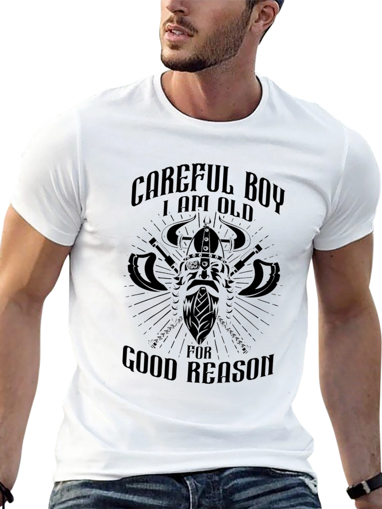 Careful Boy I am Old Viking Graphic Tee