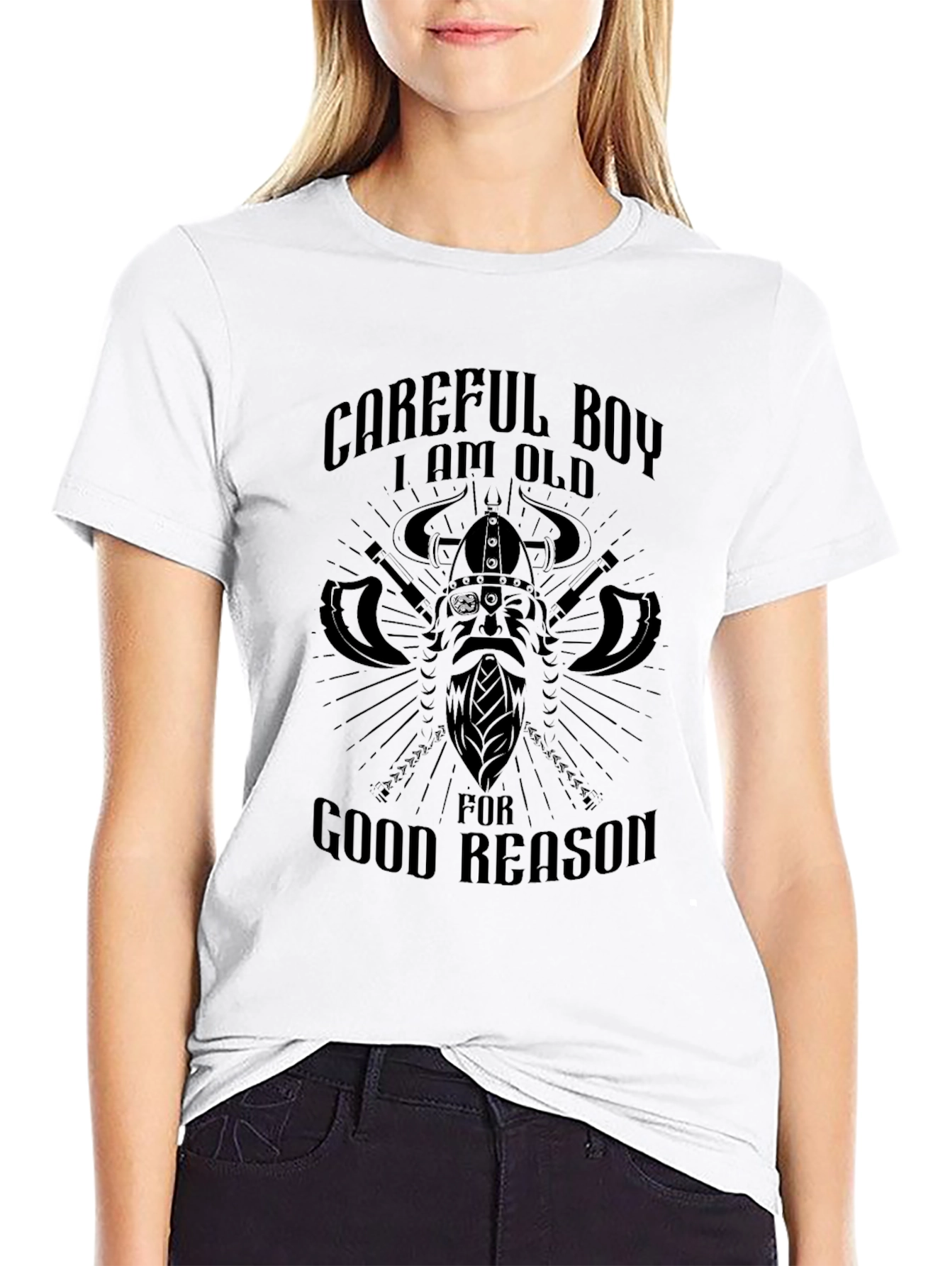 Careful Boy I am Old Viking Graphic Tee