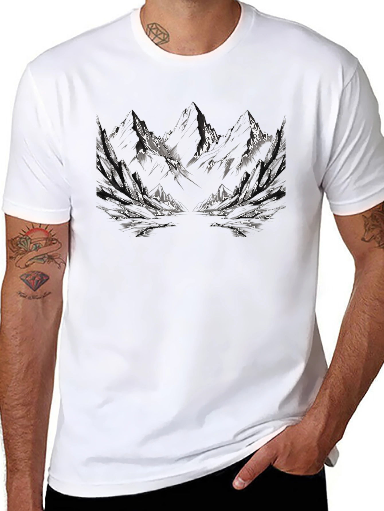 Mountain Peak Graphic Tee - Mens Black T-Shirt