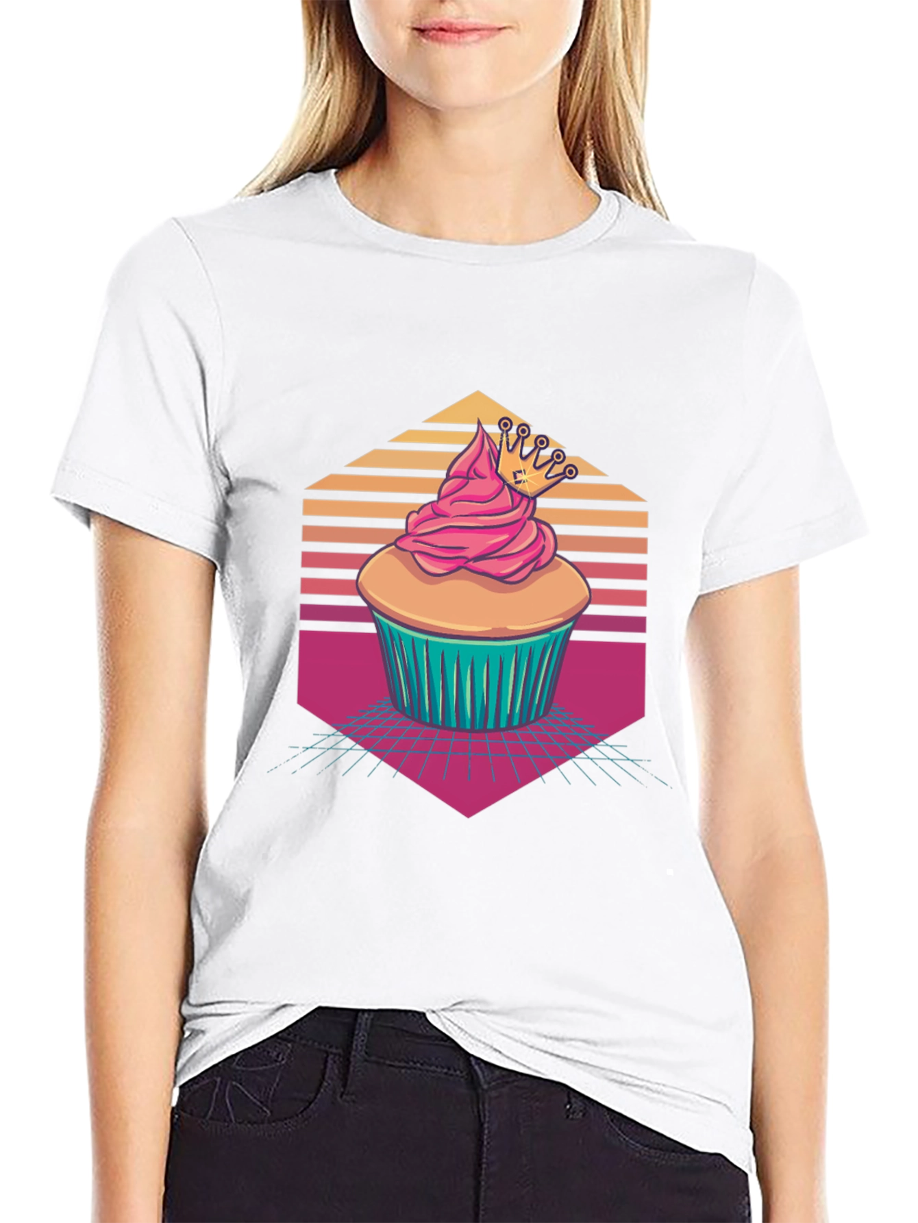 Cupcake Crown Graphic Tee - Retro Style