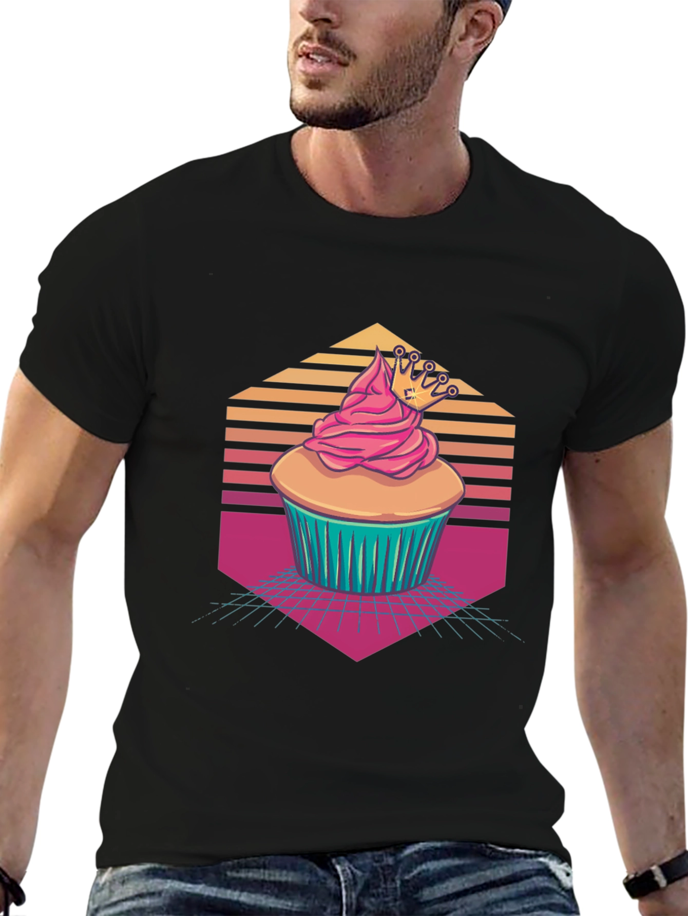 Cupcake Crown Graphic Tee - Retro Style