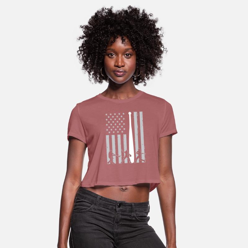 American Flag Baseball Softball Players