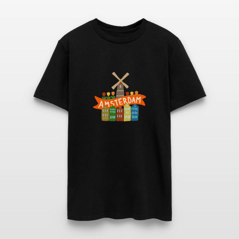 Amsterdam Windmill Tulips Houses Holland