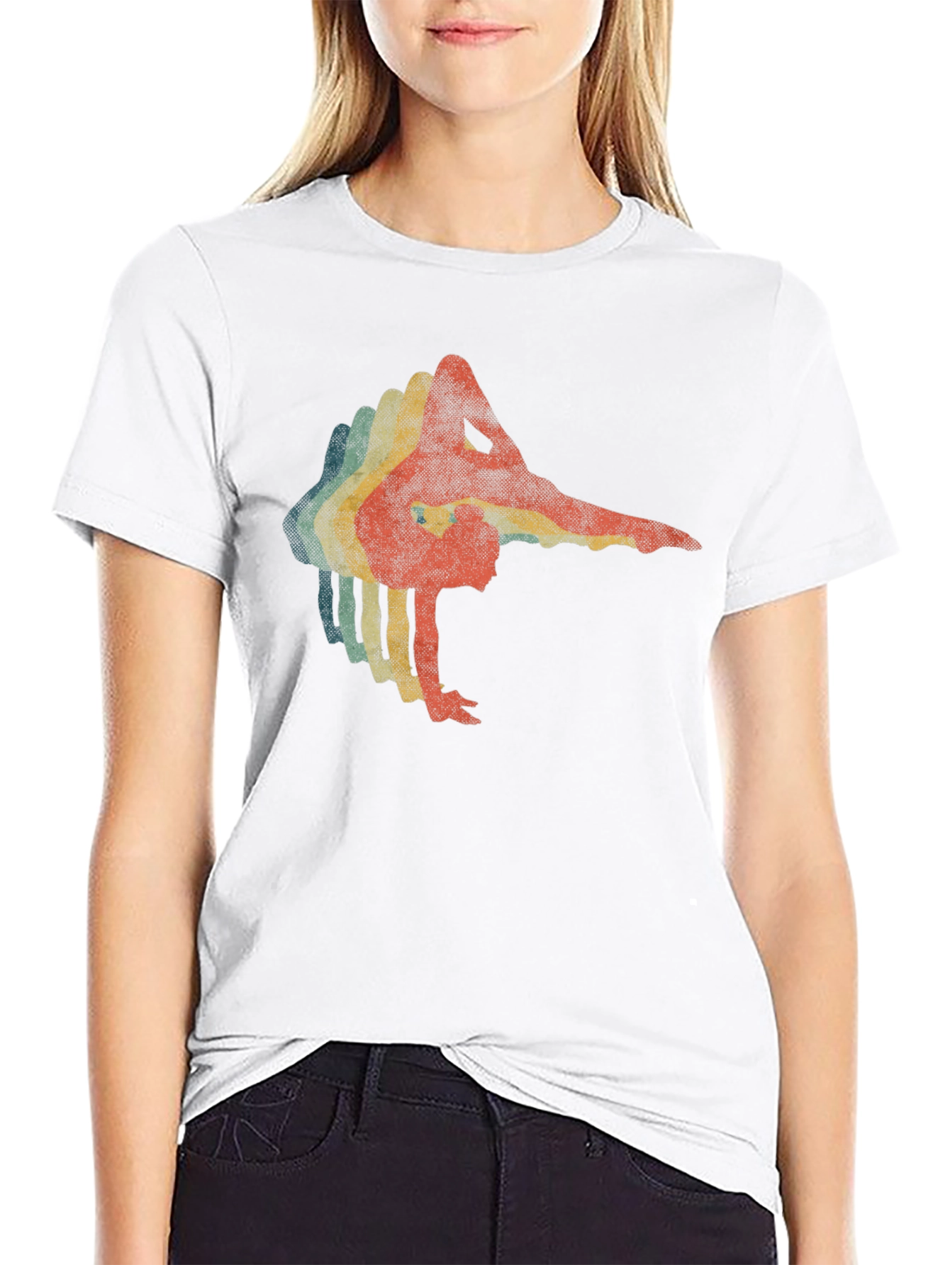 Retro Gymnast Graphic Black T-Shirt