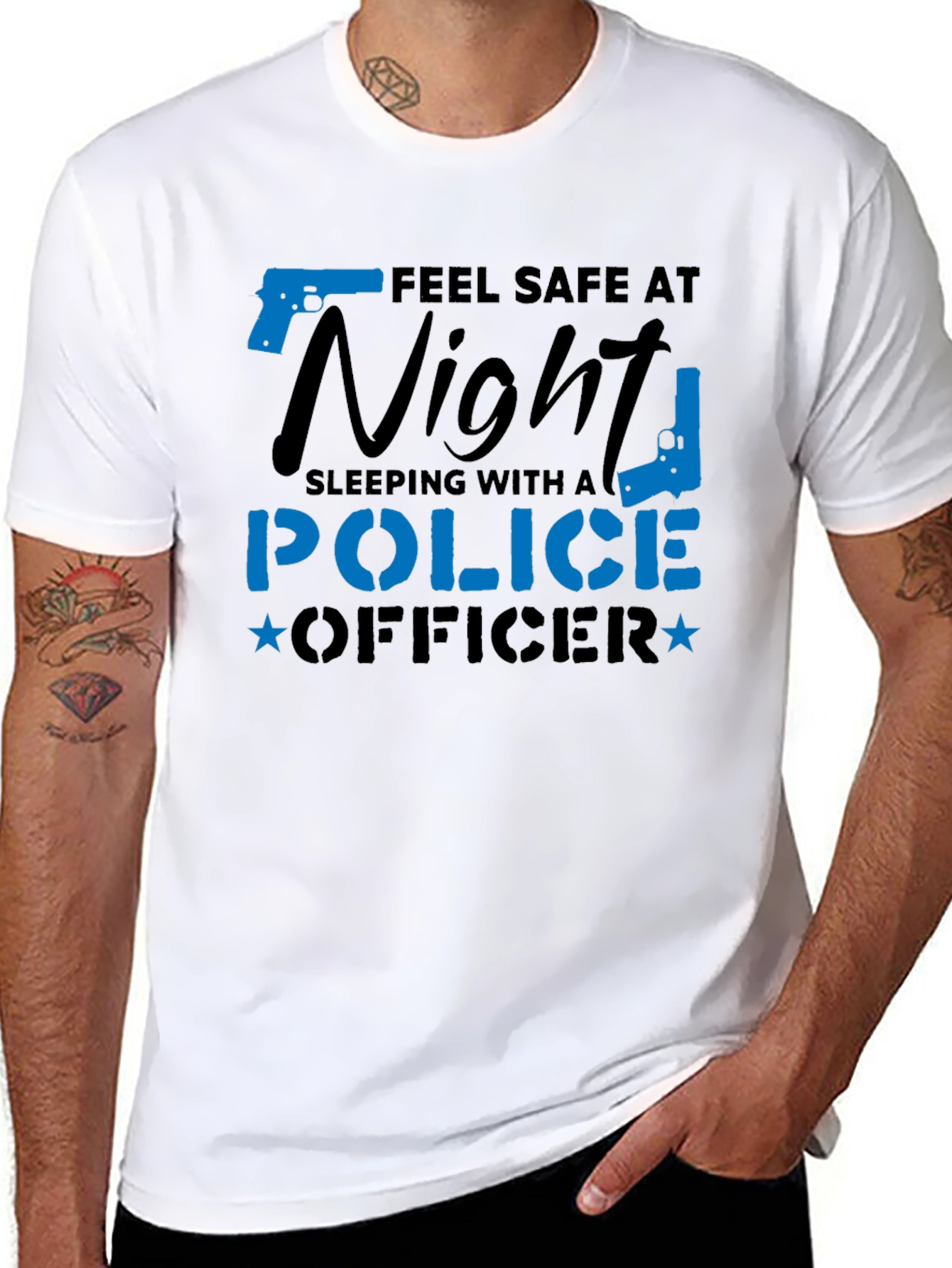 Feel Safe Police Officer Novelty Graphic Tee