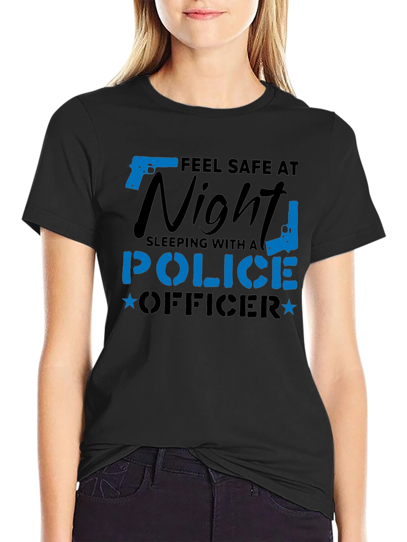 Feel Safe Police Officer Novelty Graphic Tee