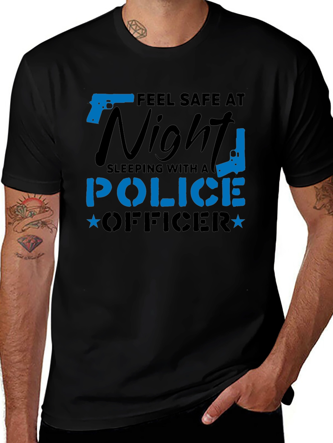 Feel Safe Police Officer Novelty Graphic Tee