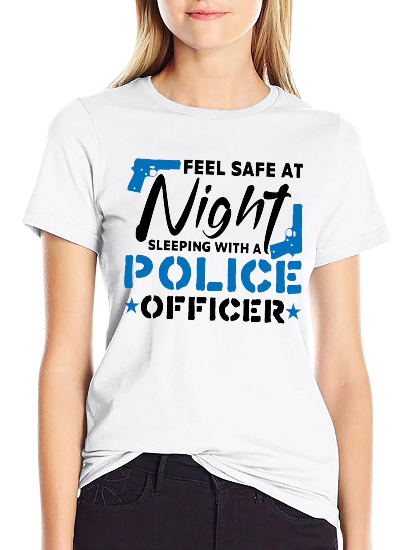 Feel Safe Police Officer Novelty Graphic Tee