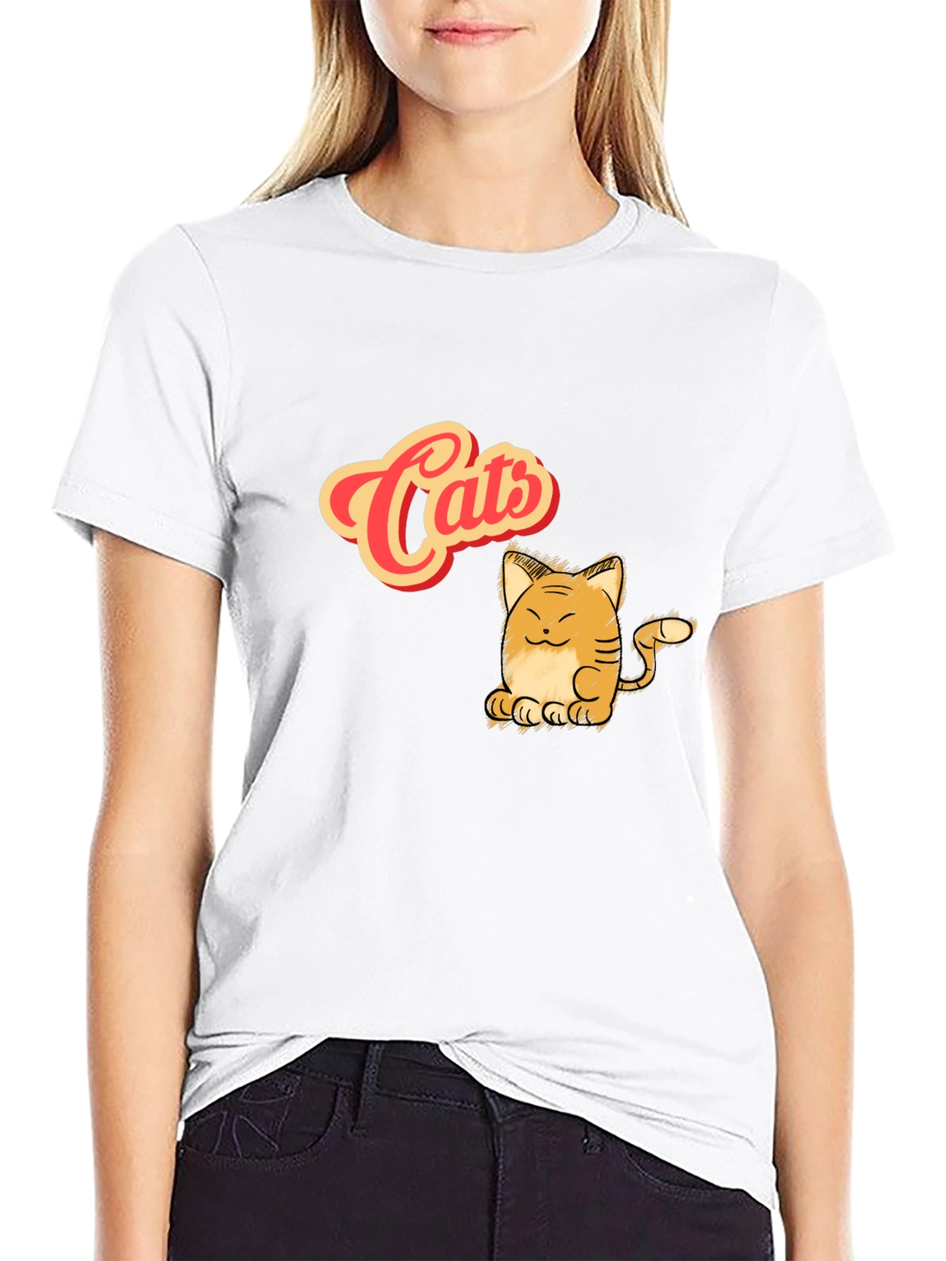 Cute Cats Graphic Black T-Shirt