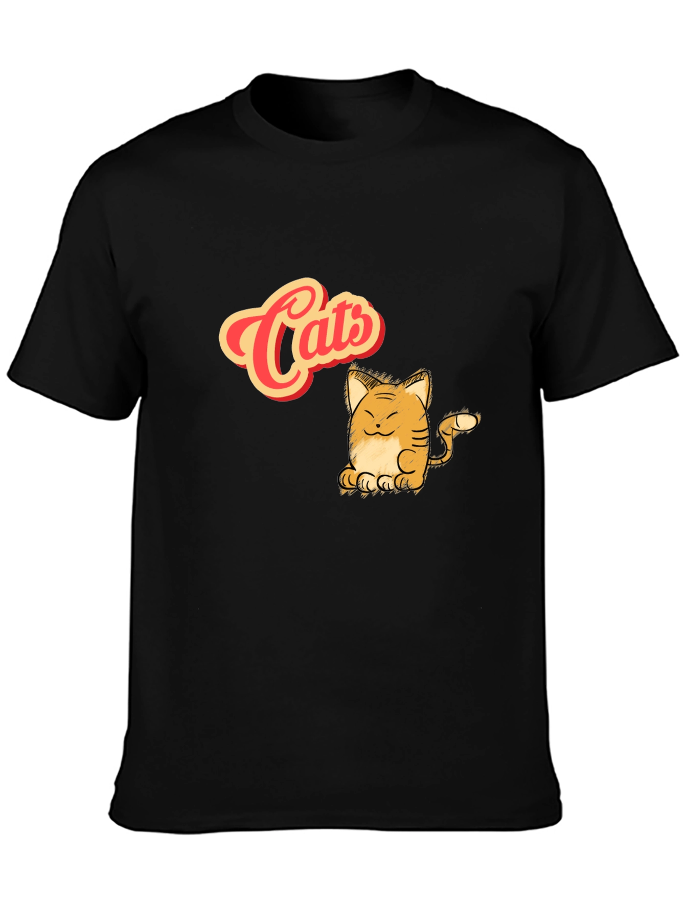 Cute Cats Graphic Black T-Shirt
