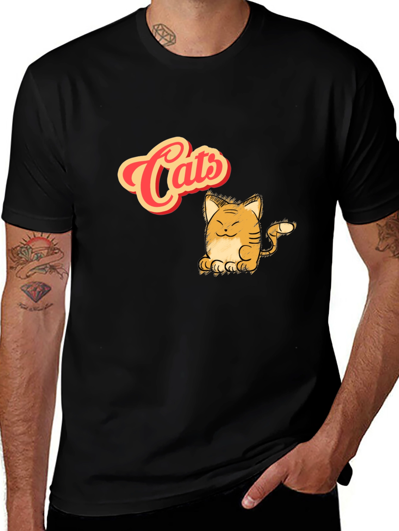 Cute Cats Graphic Black T-Shirt