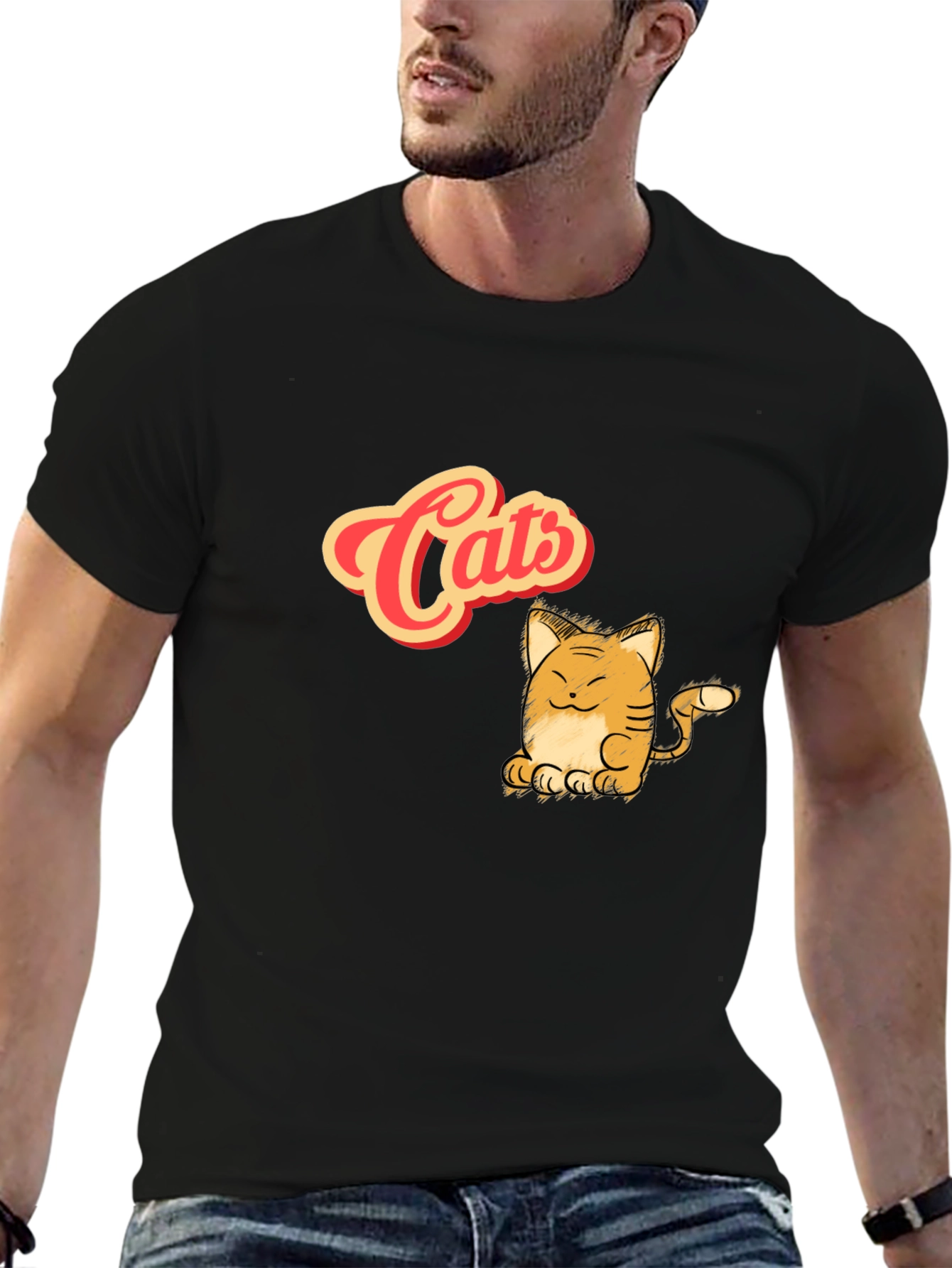 Cute Cats Graphic Black T-Shirt