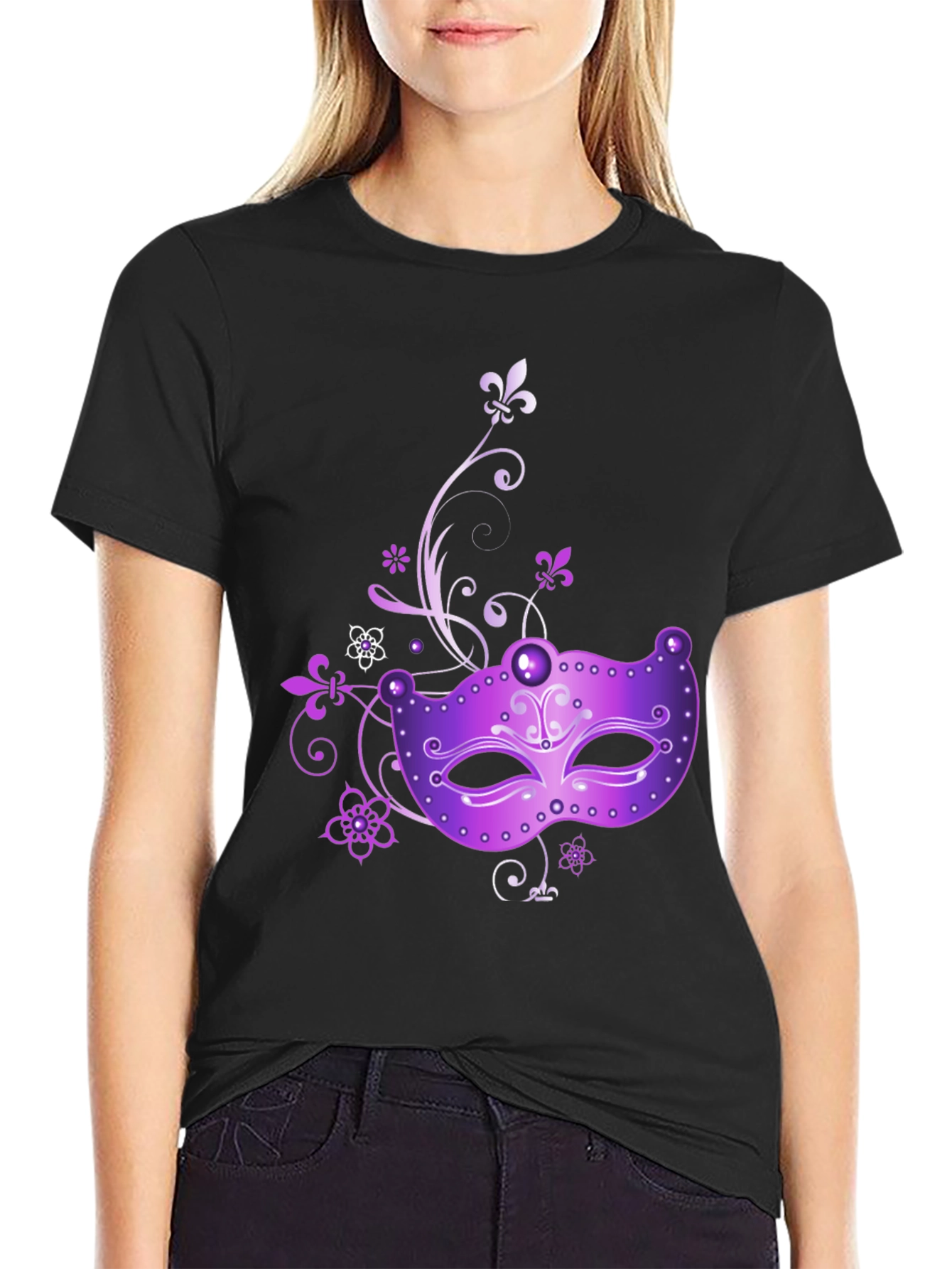 Mardi Gras Mask Graphic T-Shirt